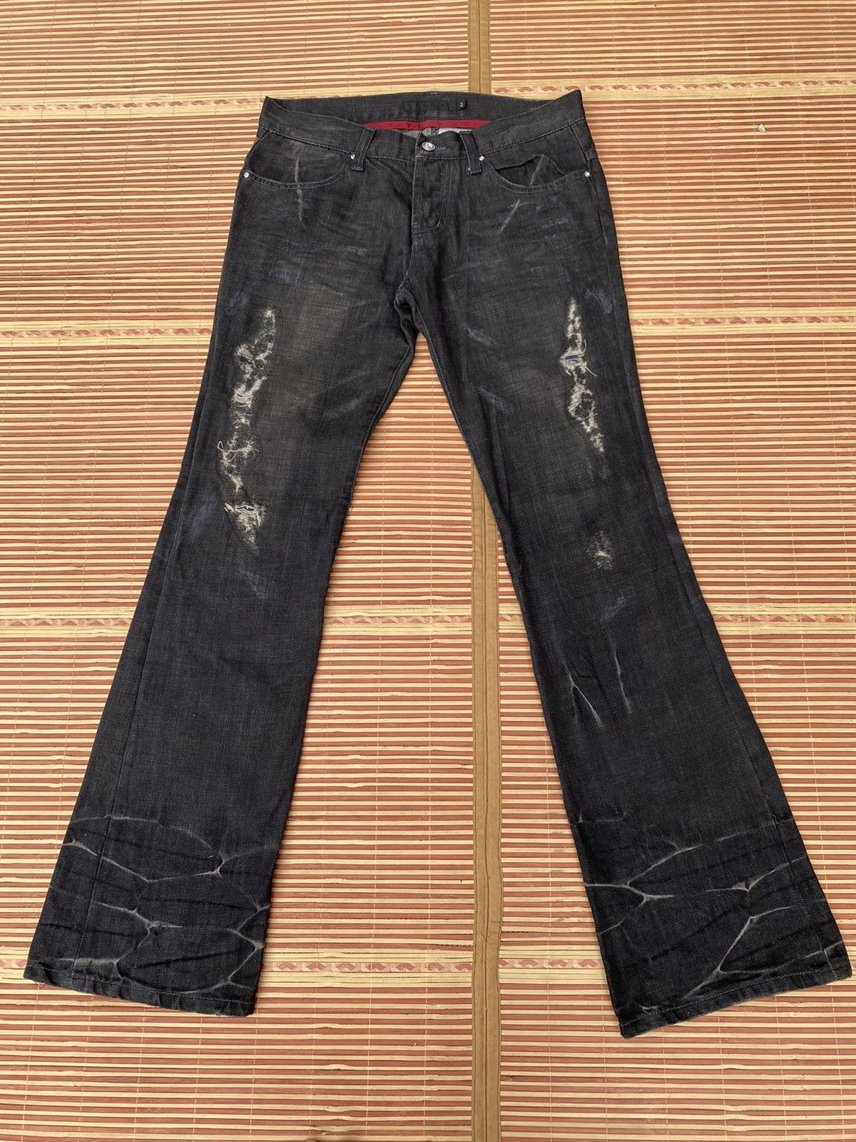 image of Distressed Denim x Gostar De Fuga Fuga Distressed Flare Pant in Black, Men's (Size 31)