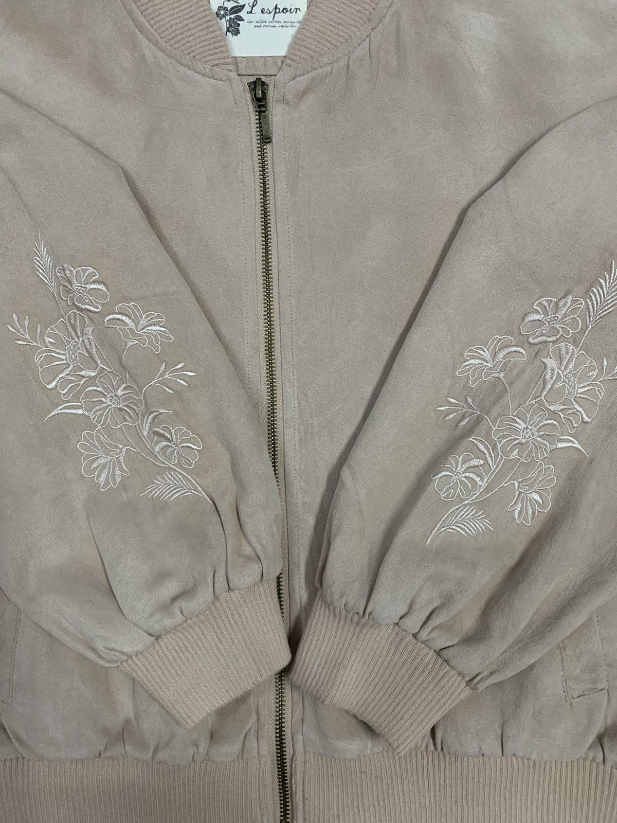 Beauty Beast Japanese Brand L’espoir Floral Embroidered Bomber Jacket Size L / US 10 / IT 46 - 9 Thumbnail