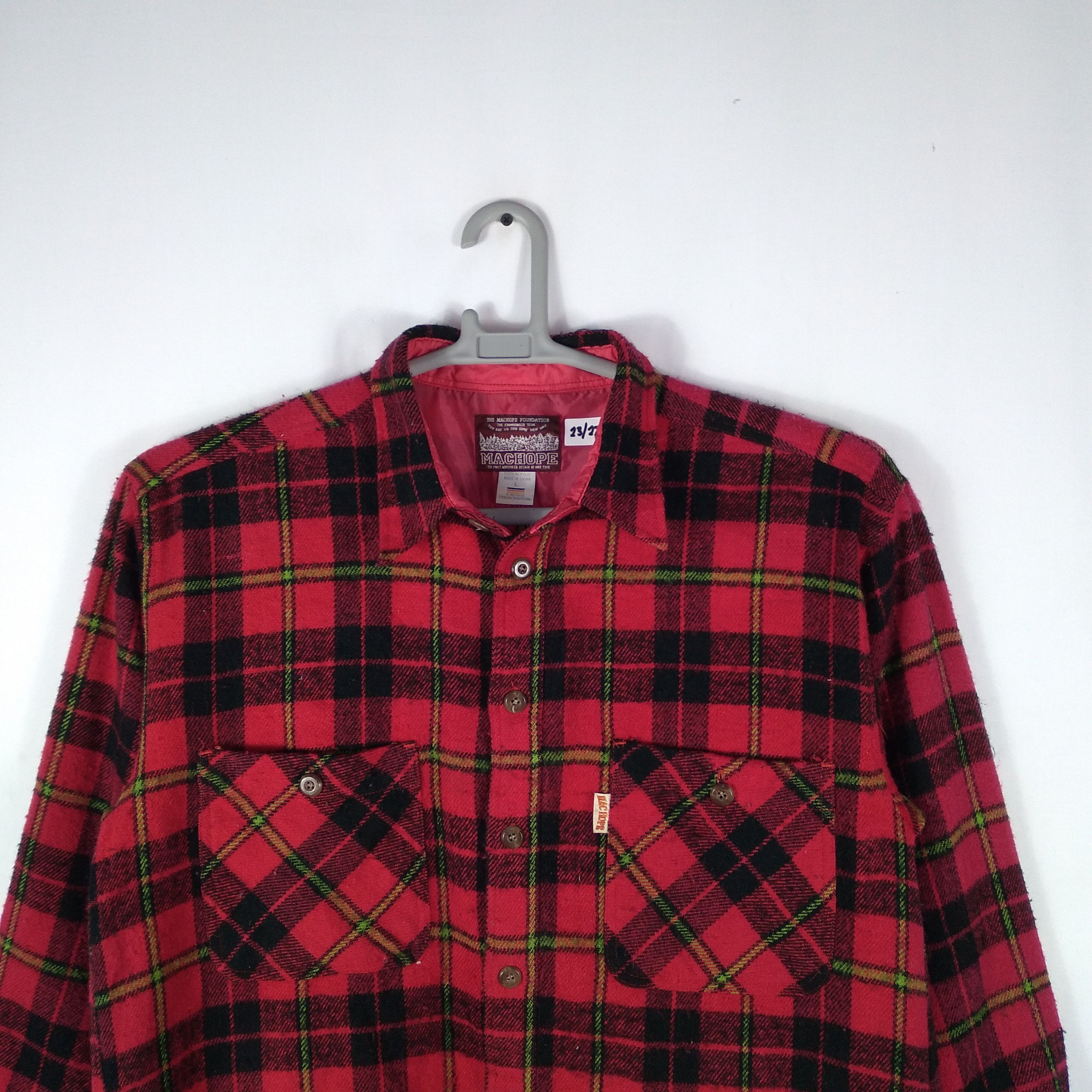 Flannel × Japanese Brand Vintage Machope Tartan Style Buttons Winter Flannel Size US L / EU 52-54 / 3 - 2 Thumbnail