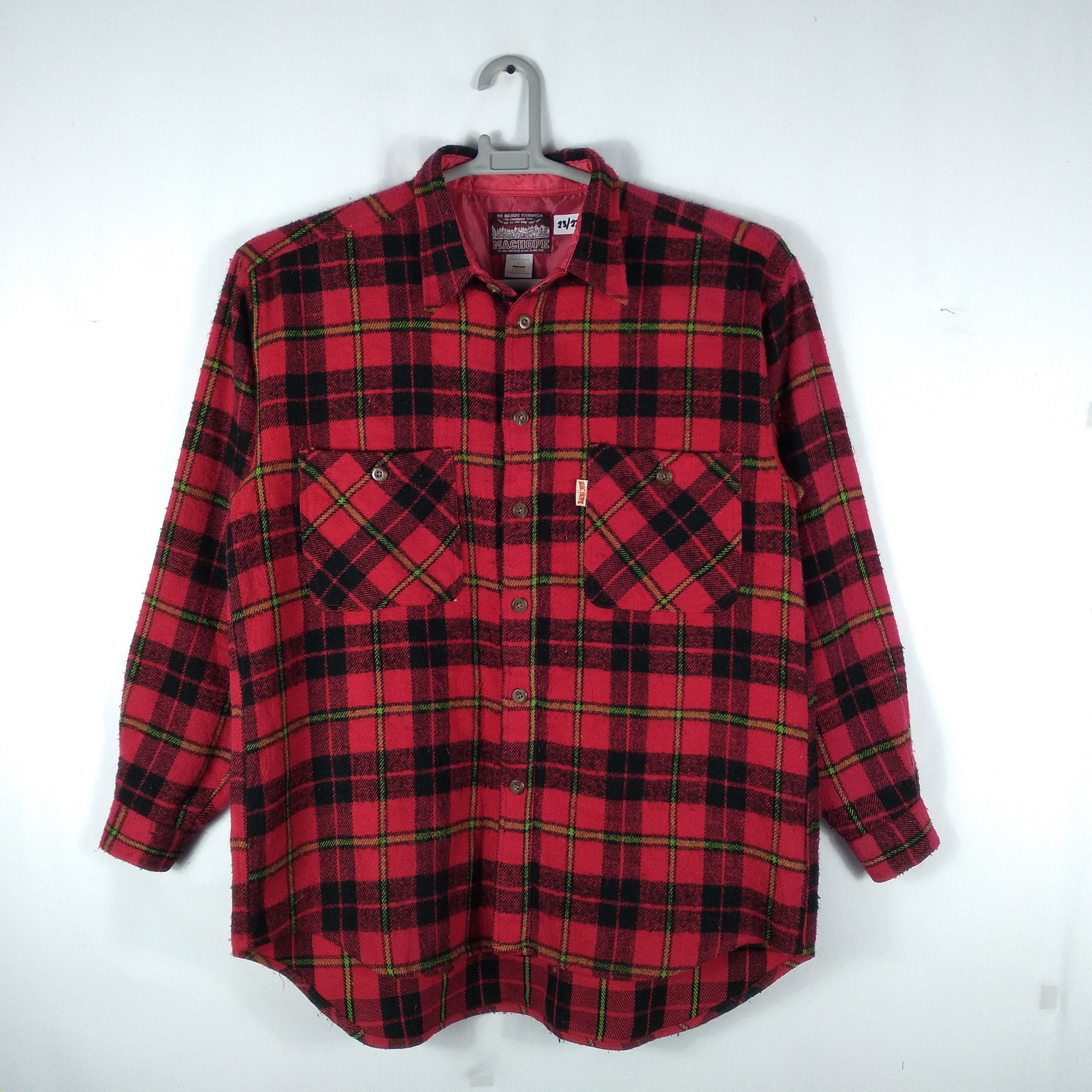 Flannel × Japanese Brand Vintage Machope Tartan Style Buttons Winter Flannel Size US L / EU 52-54 / 3 - 1 Thumbnail