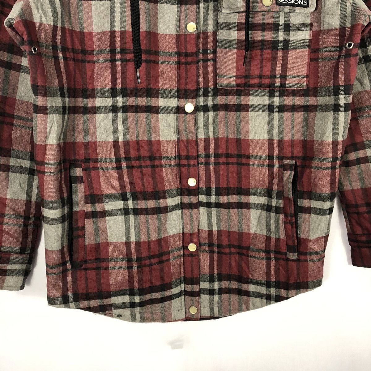 Japanese Brand × Sessions × Vintage Vintage Sessions Red Tartan Hoodie Outlaw Plaid Jacket Size US M / EU 48-50 / 2 - 3 Thumbnail