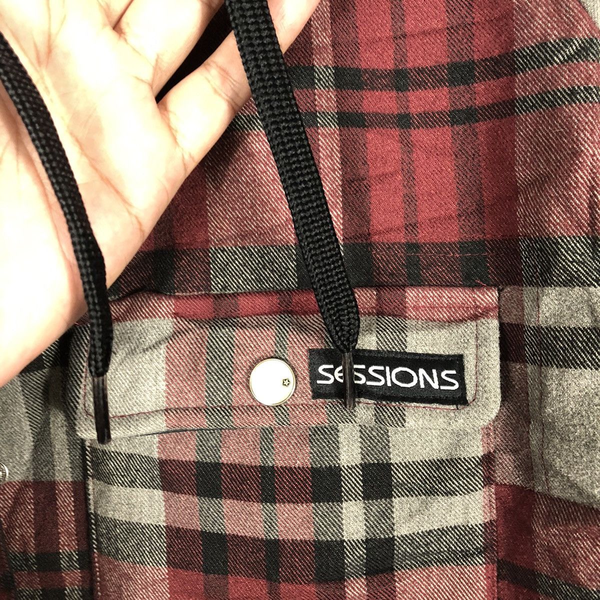 Japanese Brand × Sessions × Vintage Vintage Sessions Red Tartan Hoodie Outlaw Plaid Jacket Size US M / EU 48-50 / 2 - 10 Thumbnail