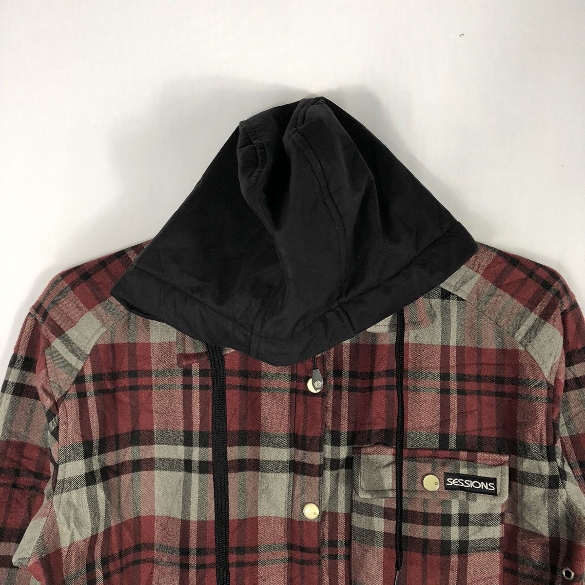 Japanese Brand × Sessions × Vintage Vintage Sessions Red Tartan Hoodie Outlaw Plaid Jacket Size US M / EU 48-50 / 2 - 2 Thumbnail