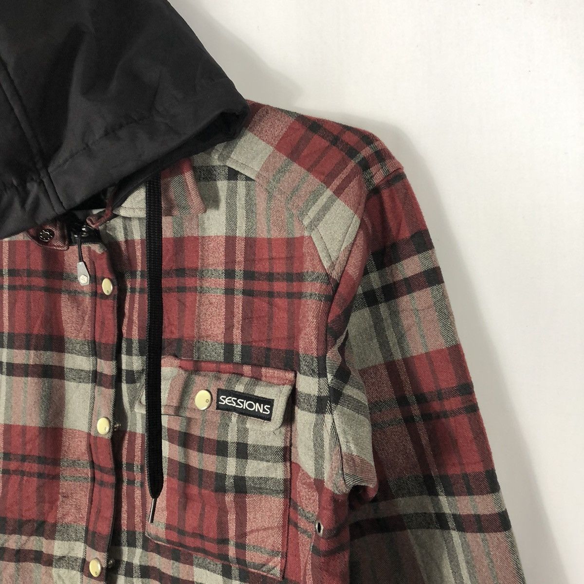 Japanese Brand × Sessions × Vintage Vintage Sessions Red Tartan Hoodie Outlaw Plaid Jacket Size US M / EU 48-50 / 2 - 6 Thumbnail