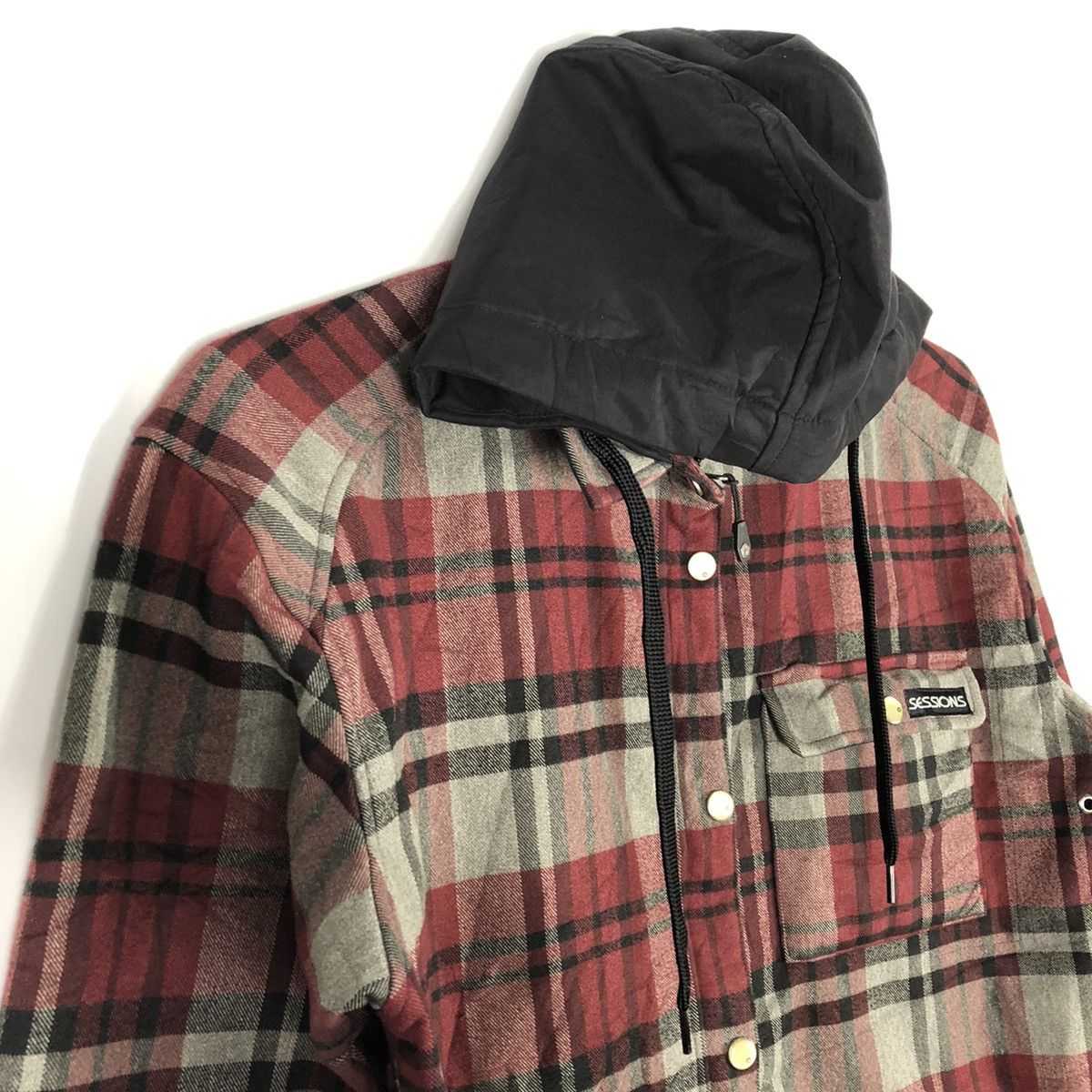 Japanese Brand × Sessions × Vintage Vintage Sessions Red Tartan Hoodie Outlaw Plaid Jacket Size US M / EU 48-50 / 2 - 8 Thumbnail