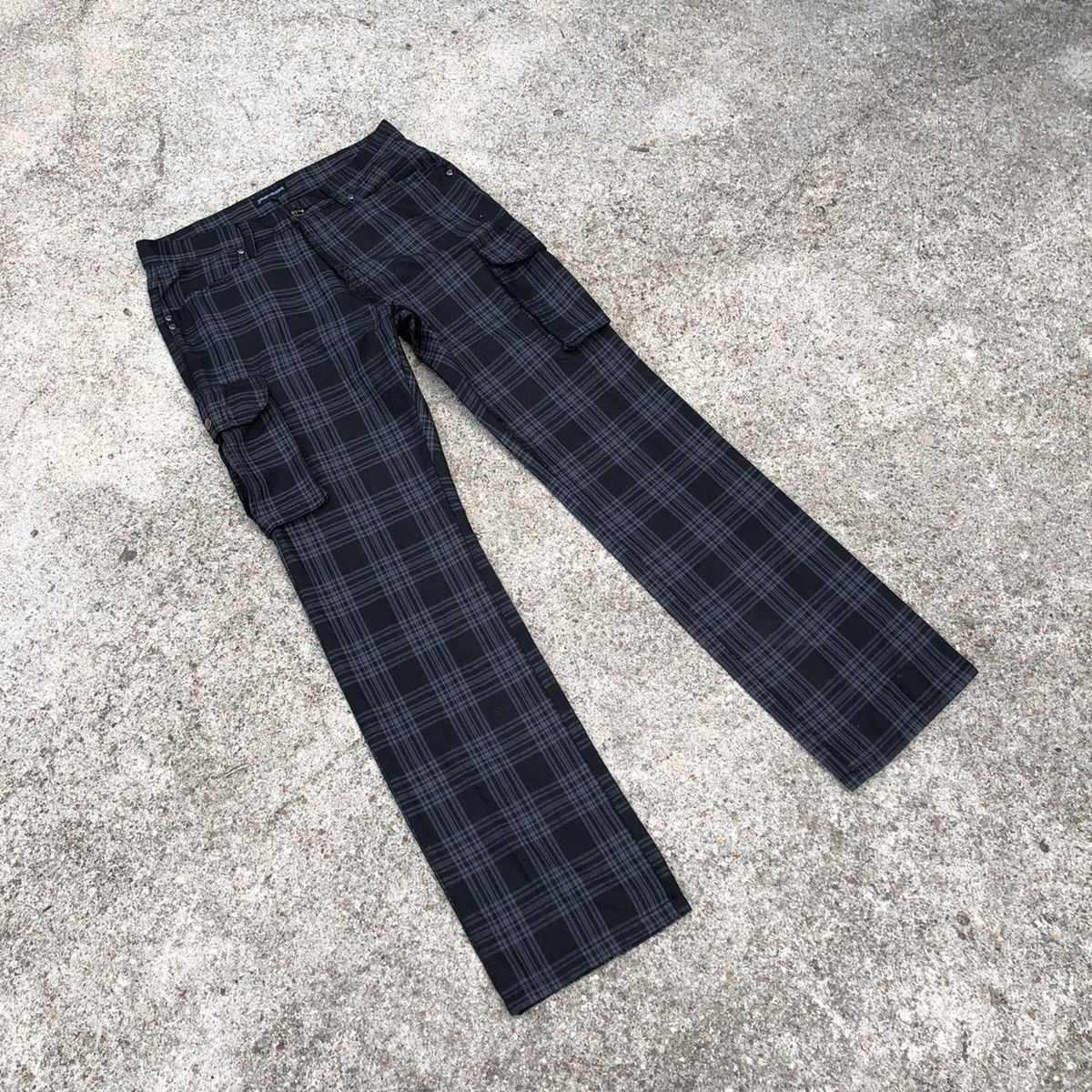 image of Vintage 31040 6 Pocket Seditionaries Punk Tartan Styles Casual Pants in Black, Men's