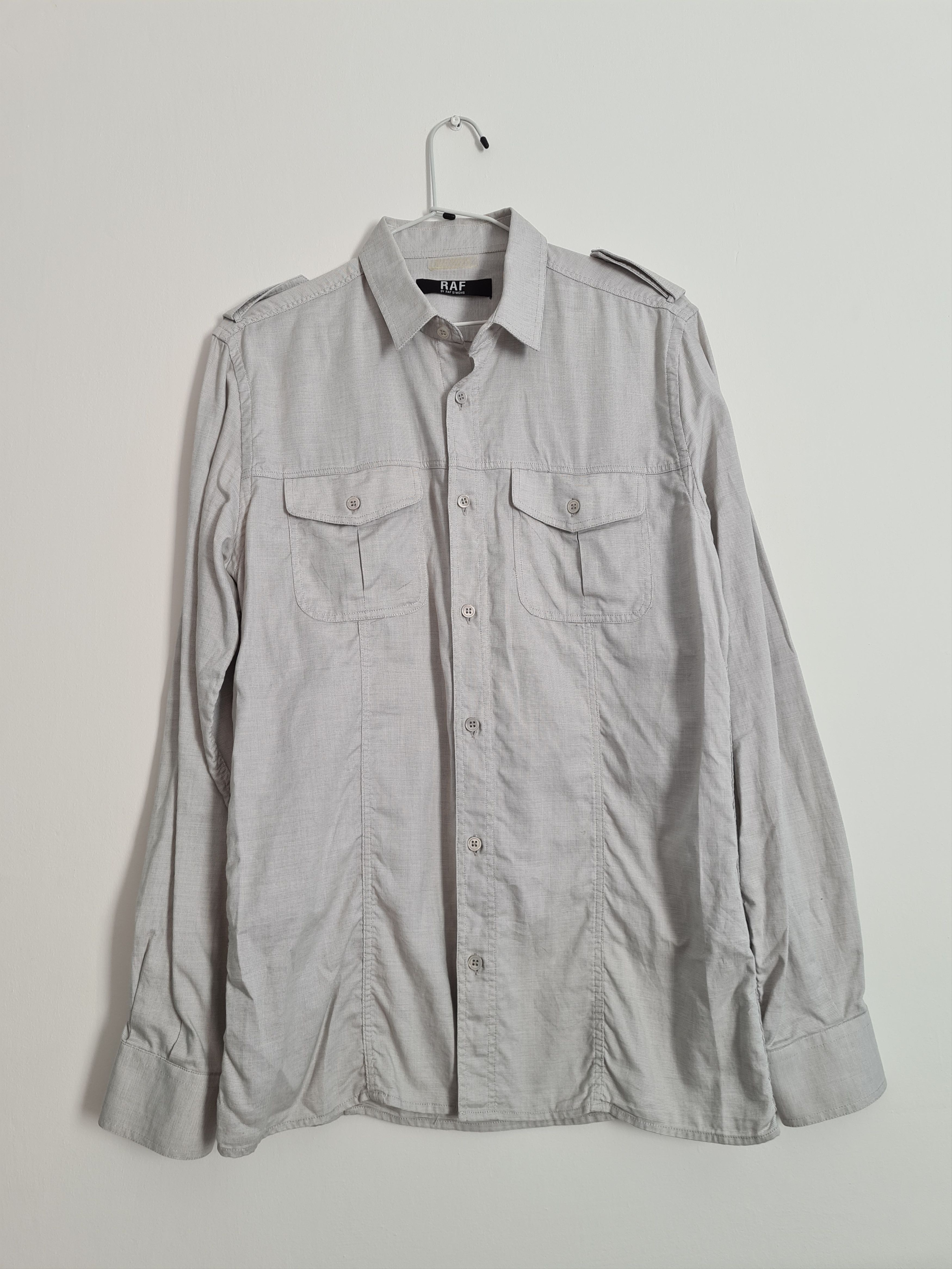 image of Raf By Raf Simons x Raf Simons Strapped Military Shirt in Grey, Men's (Size Medium)