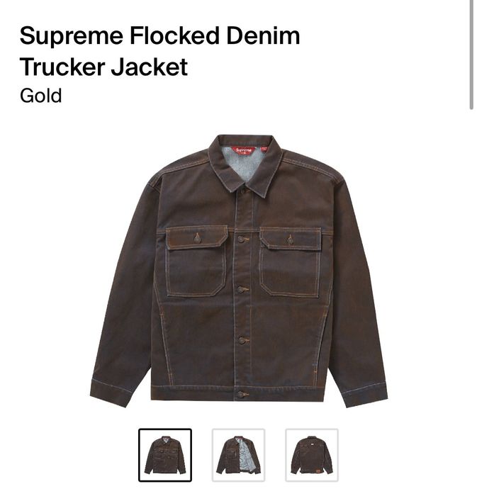 Supreme flocked denim trucker jacket in hand | Grailed