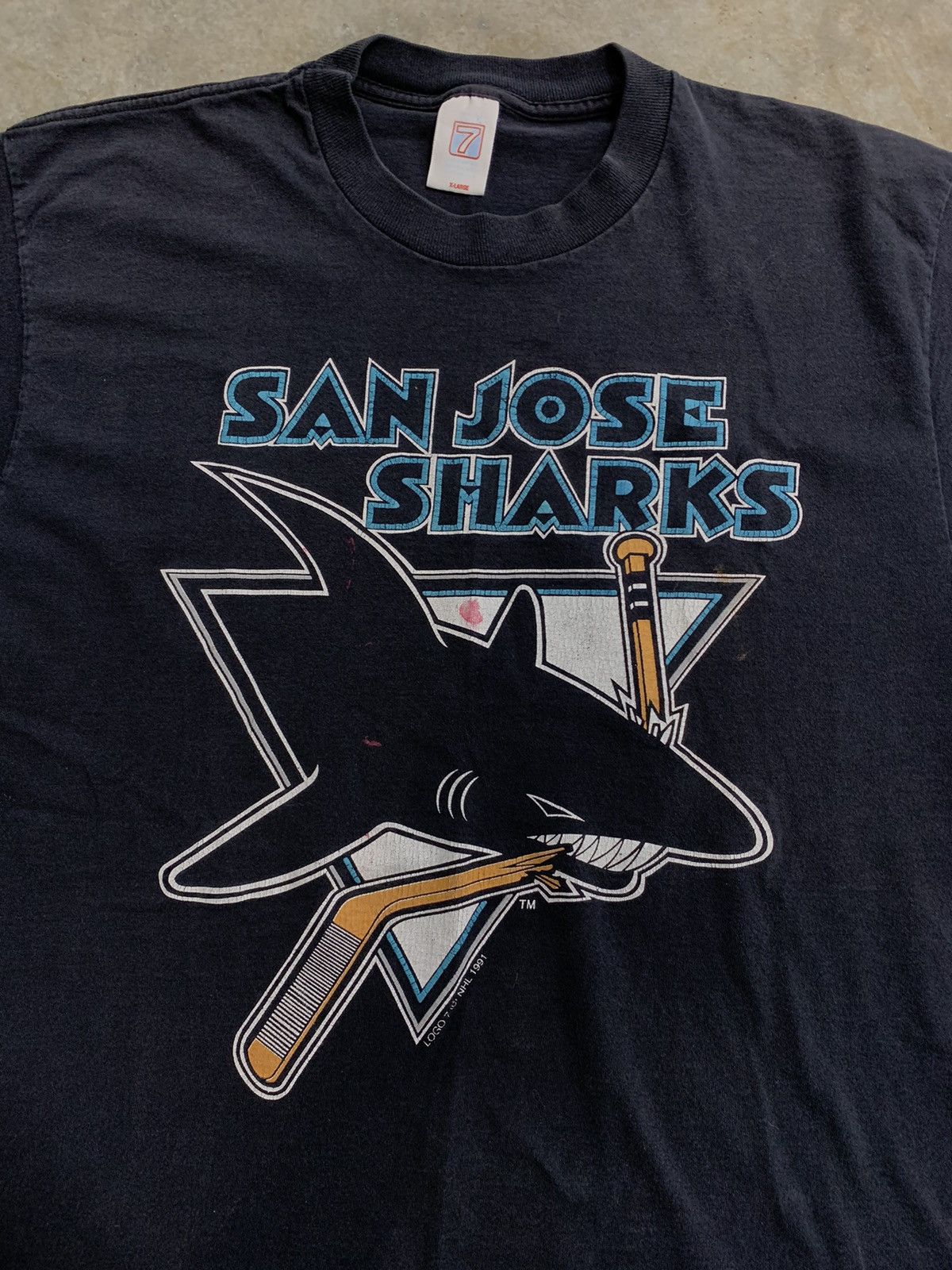 Vintage 1991 San Jose Sharks Logo Single Stitch XL Shirt