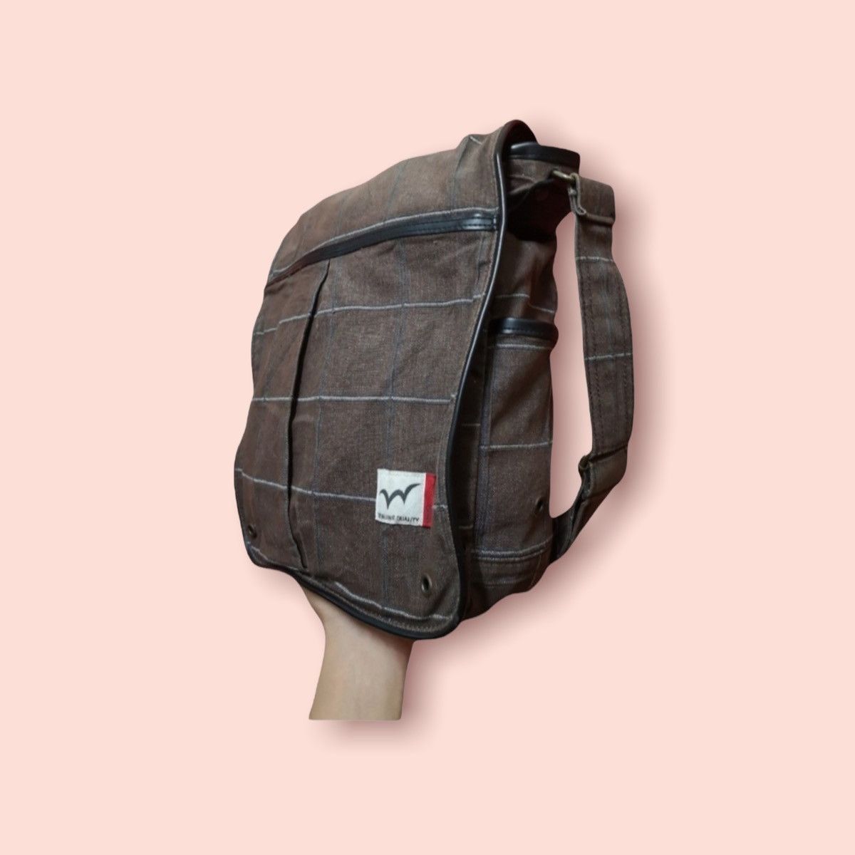 VINTAGE EDWIN PLAID CANVAS CROSSBODY SHOULDER BAG