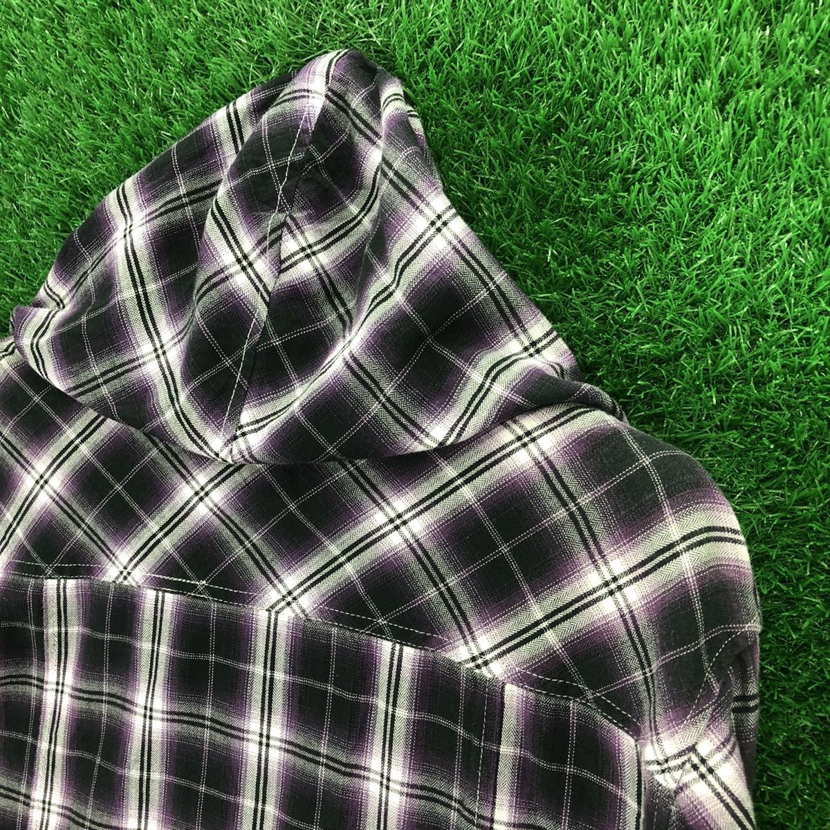 Japanese Brand Vintage 90's Shadow Plaid Checker Sweater Hoodie Zipper Size US M / EU 48-50 / 2 - 5 Thumbnail