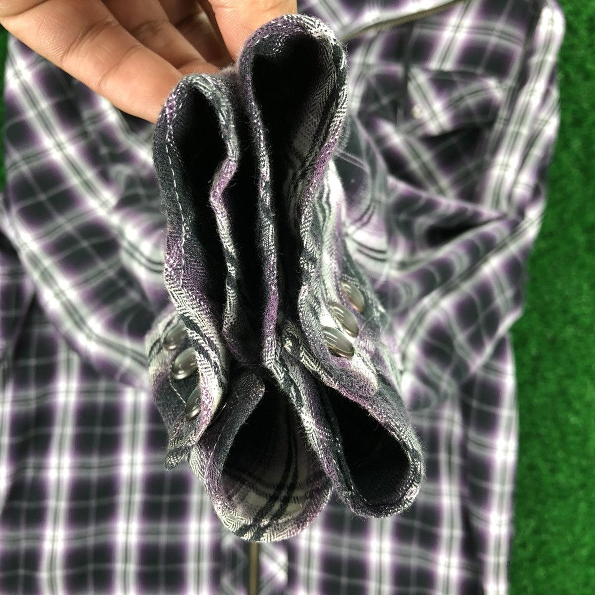 Japanese Brand Vintage 90's Shadow Plaid Checker Sweater Hoodie Zipper Size US M / EU 48-50 / 2 - 10 Thumbnail