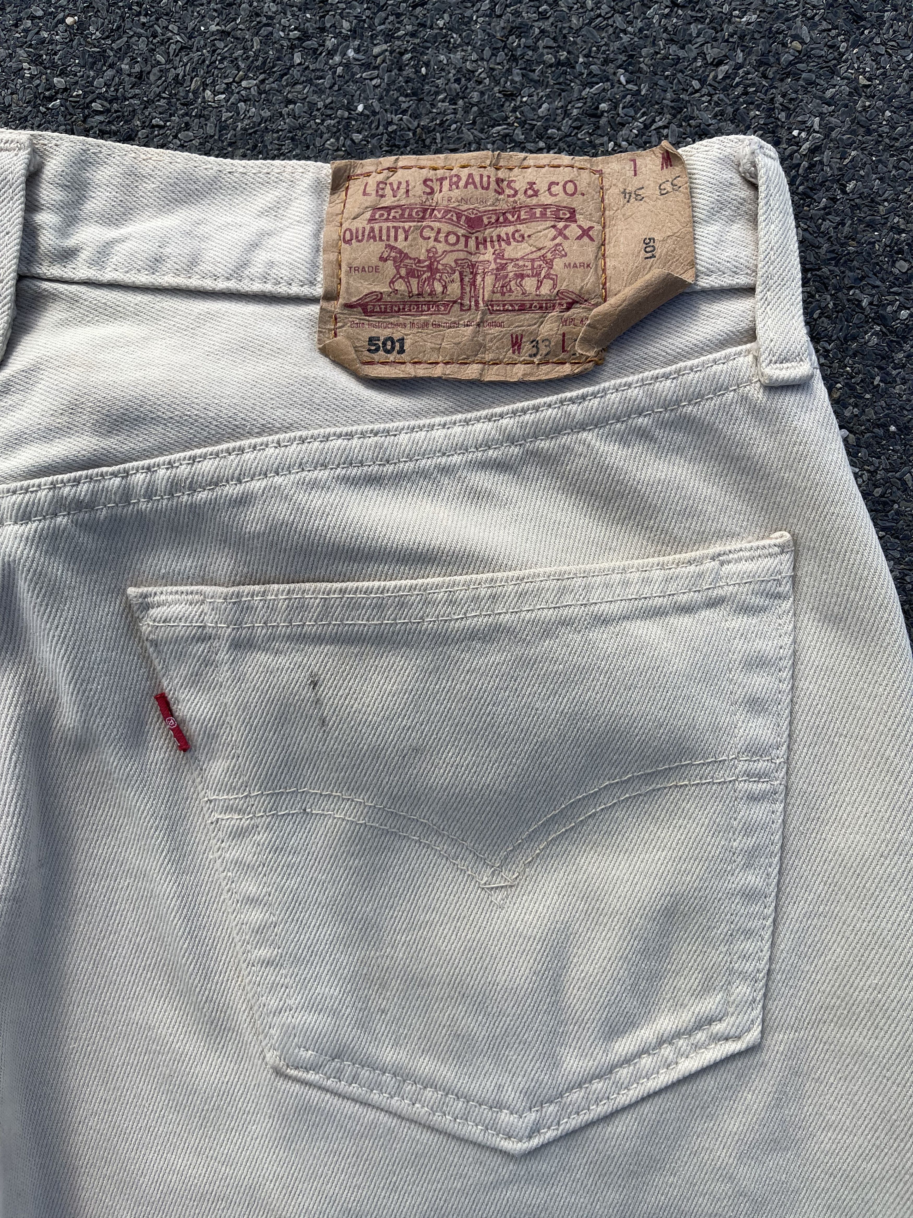 Levi's × Levi's Vintage Clothing × Vintage Vintage Levi's 501 Cream Denim Pant Size US 33 - 10 Thumbnail