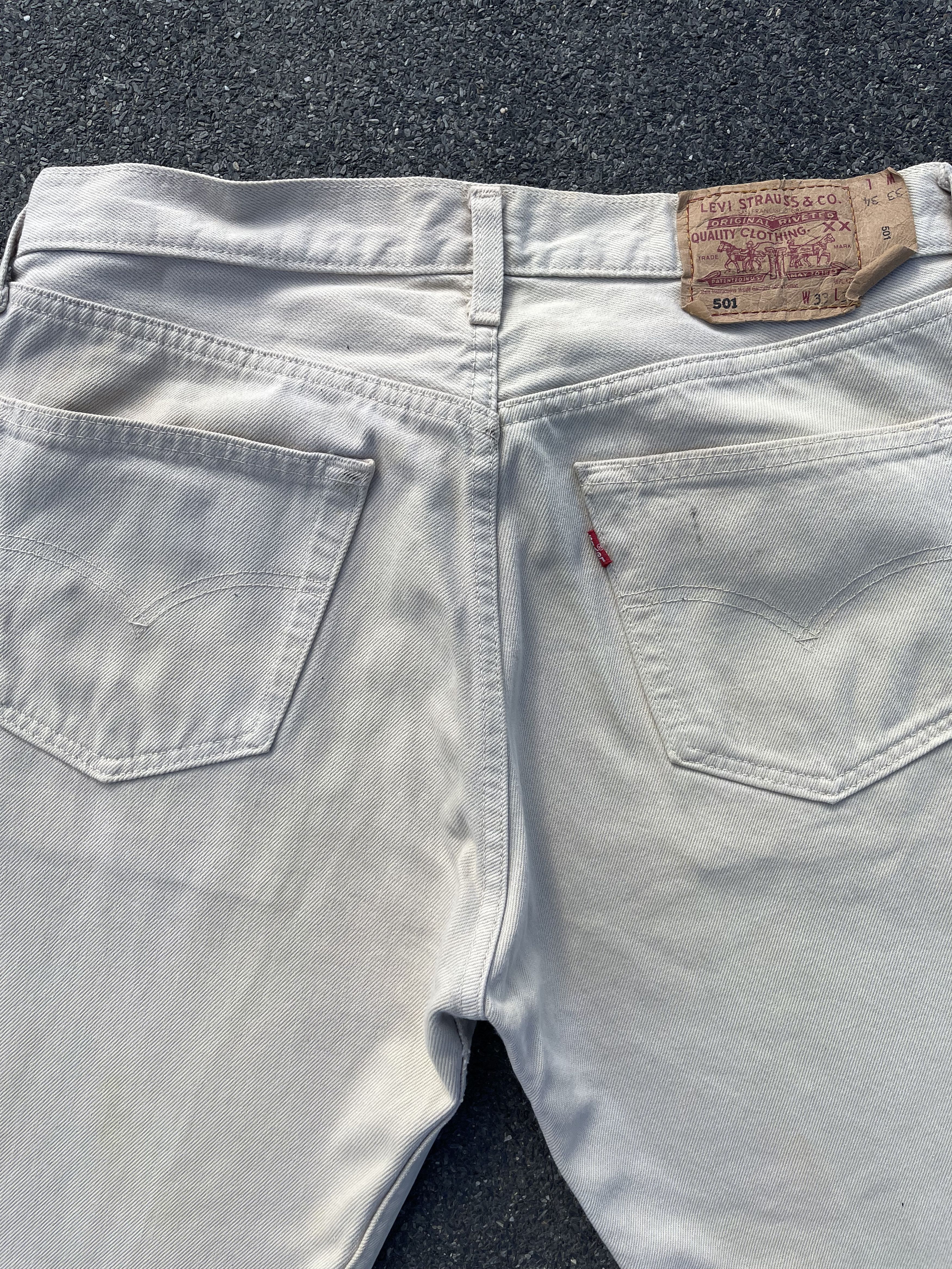 Levi's × Levi's Vintage Clothing × Vintage Vintage Levi's 501 Cream Denim Pant Size US 33 - 3 Thumbnail