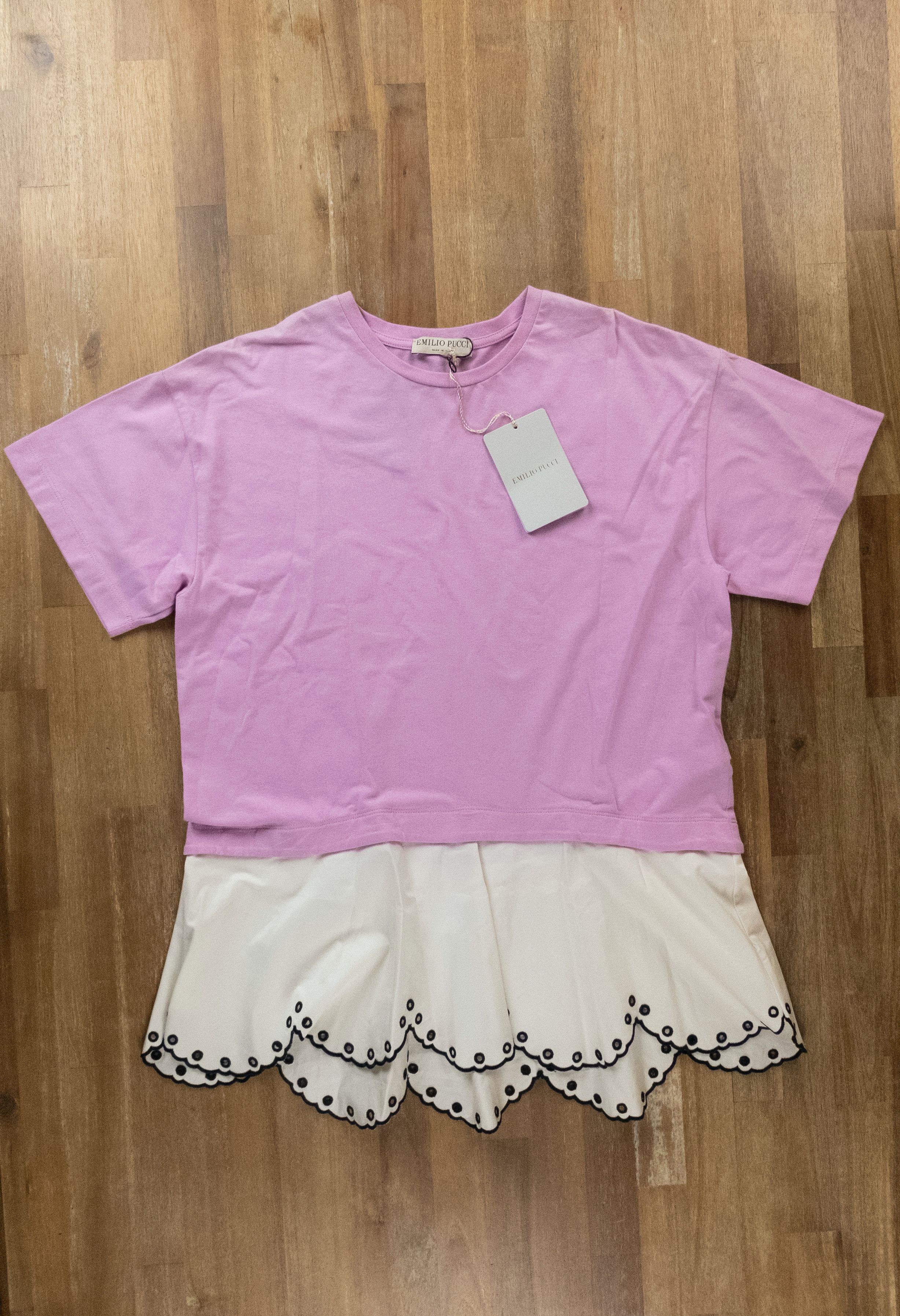Emilio Pucci EMILIO PUCCI pink t-shirt w white skirt authentic Medium NWT Size M / US 6-8 / IT 42-44 - 1 Thumbnail