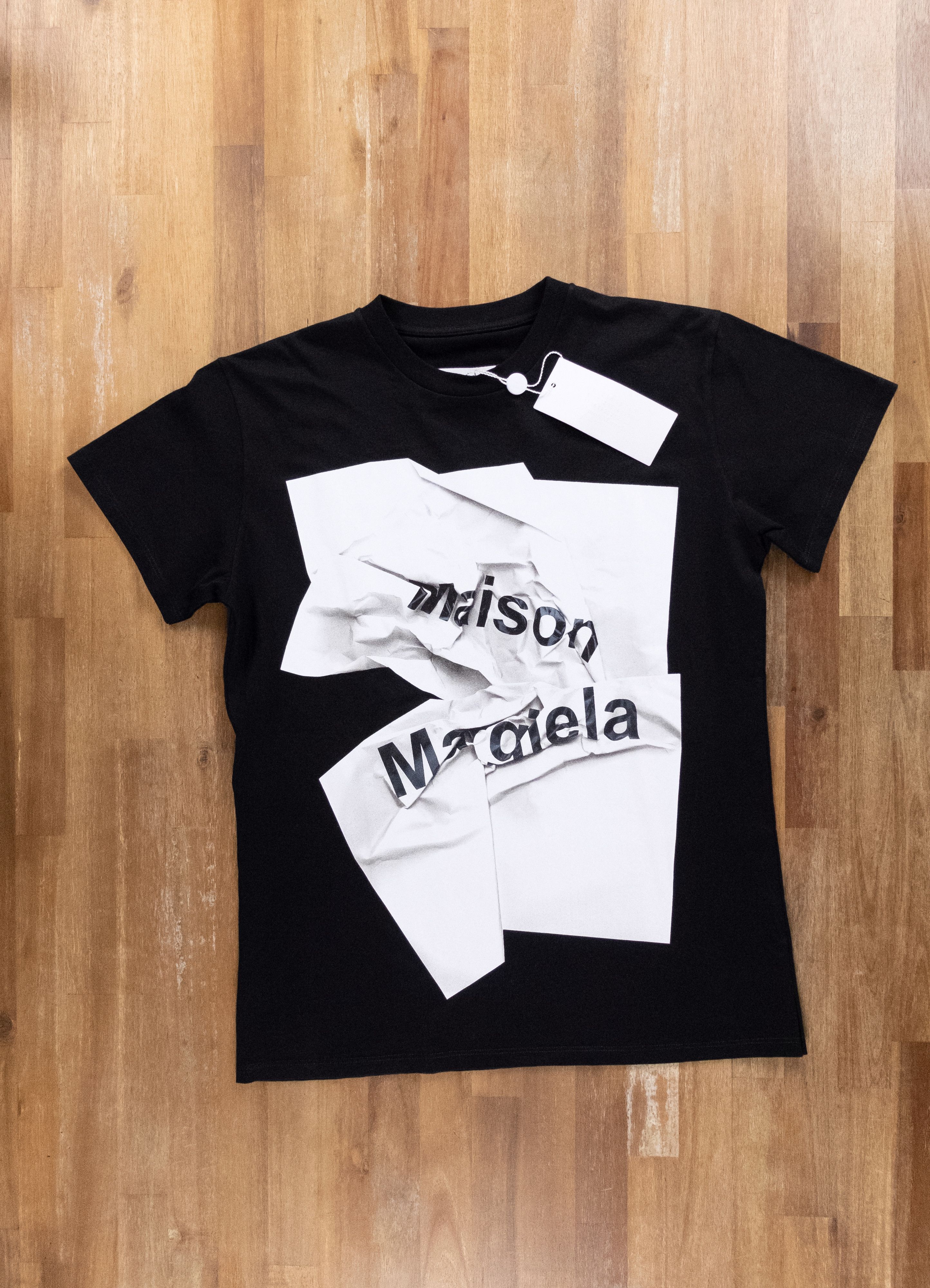 MAISON MARTIN MARGIELA logo print black white t-shirt Medium