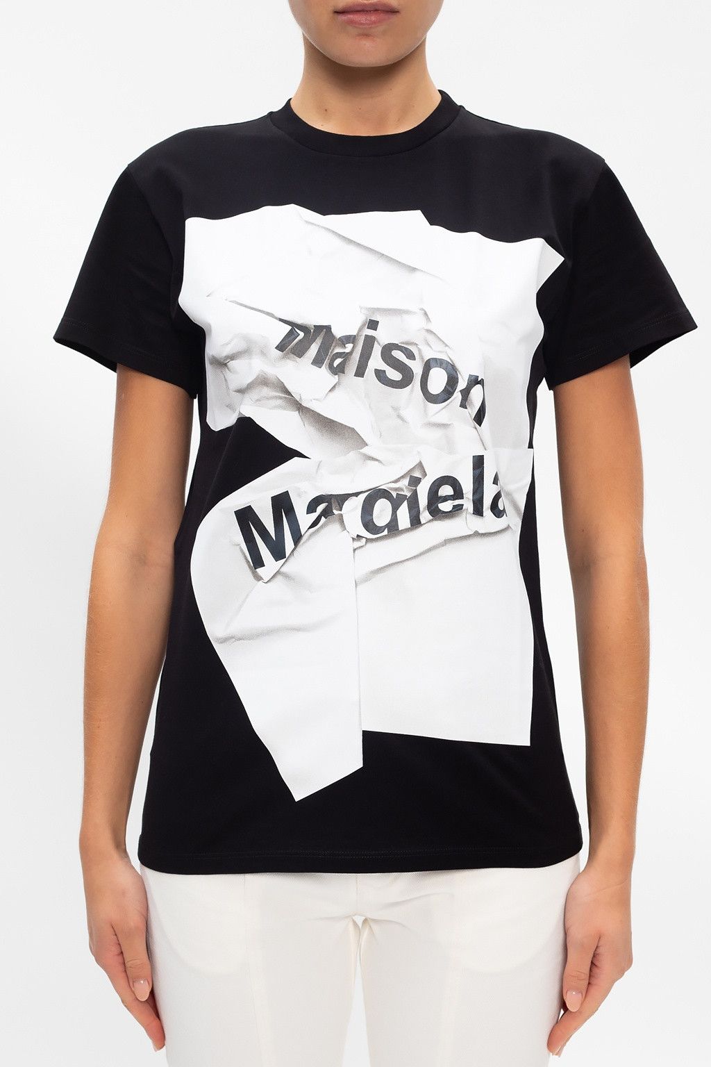 Maison Margiela MAISON MARTIN MARGIELA logo print black white t-shirt Medium Size M / US 6-8 / IT 42-44 - 2 Thumbnail