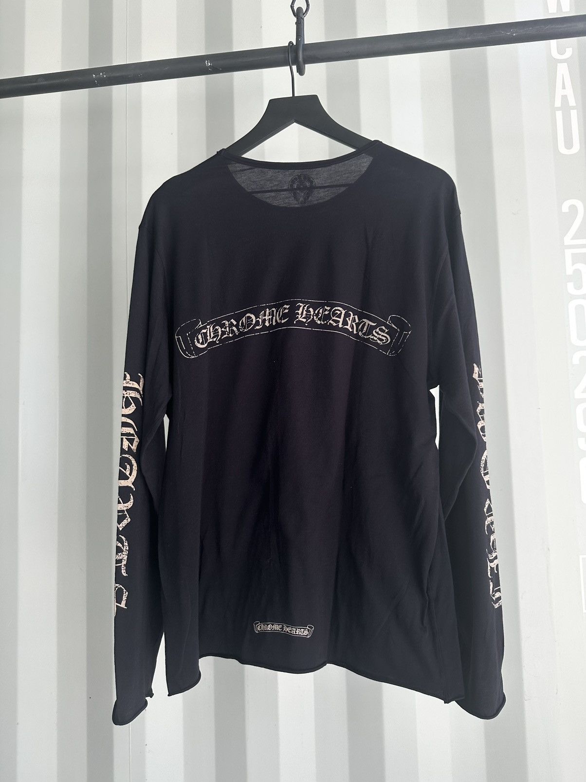 image of Chrome Hearts Cut & Sew Logo Shirt in Black, Men's (Size Large)
