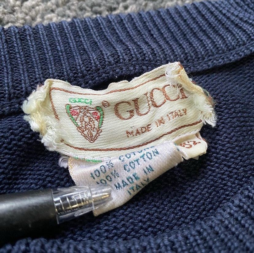 Designer Vintage 80’s Gucci Sailing Embroidered Knit Sweater Cotton L Size US L / EU 52-54 / 3 - 4 Thumbnail