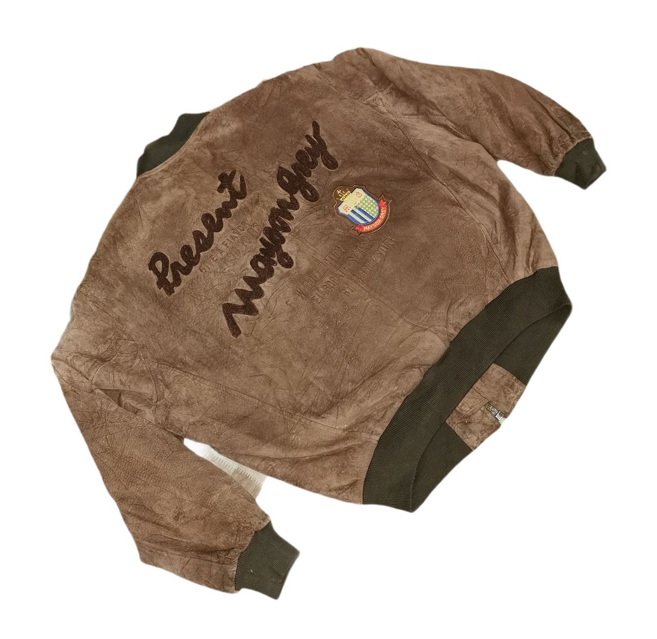Other Mayson Grey Leather Varsity Jacket Size US L / EU 52-54 / 3 - 7 Thumbnail