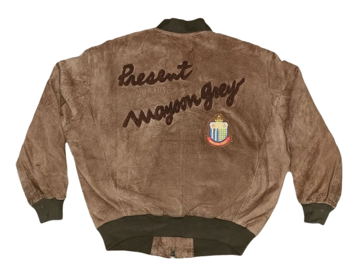 Other Mayson Grey Leather Varsity Jacket Size US L / EU 52-54 / 3 - 1 Thumbnail
