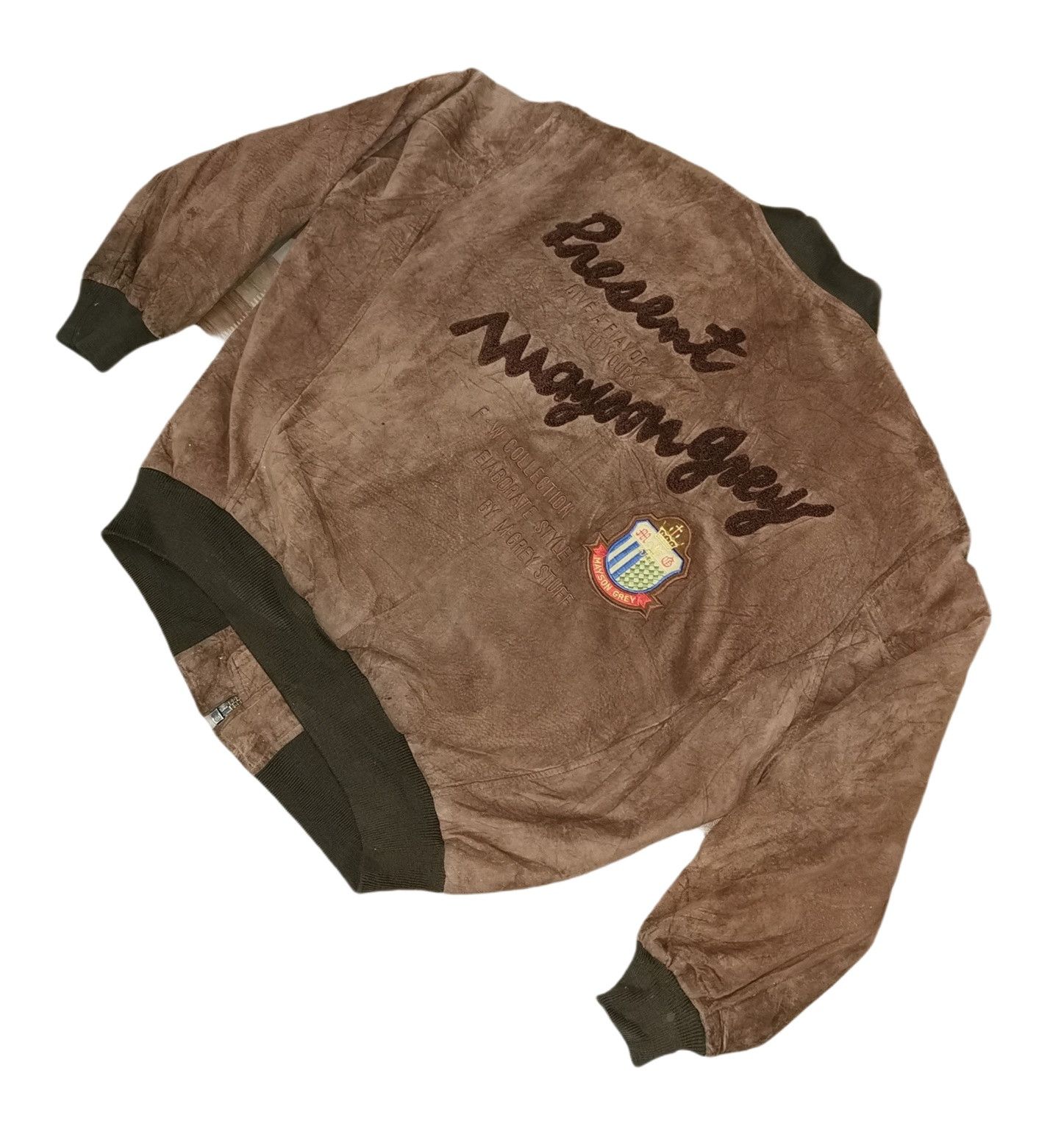 Other Mayson Grey Leather Varsity Jacket Size US L / EU 52-54 / 3 - 6 Thumbnail