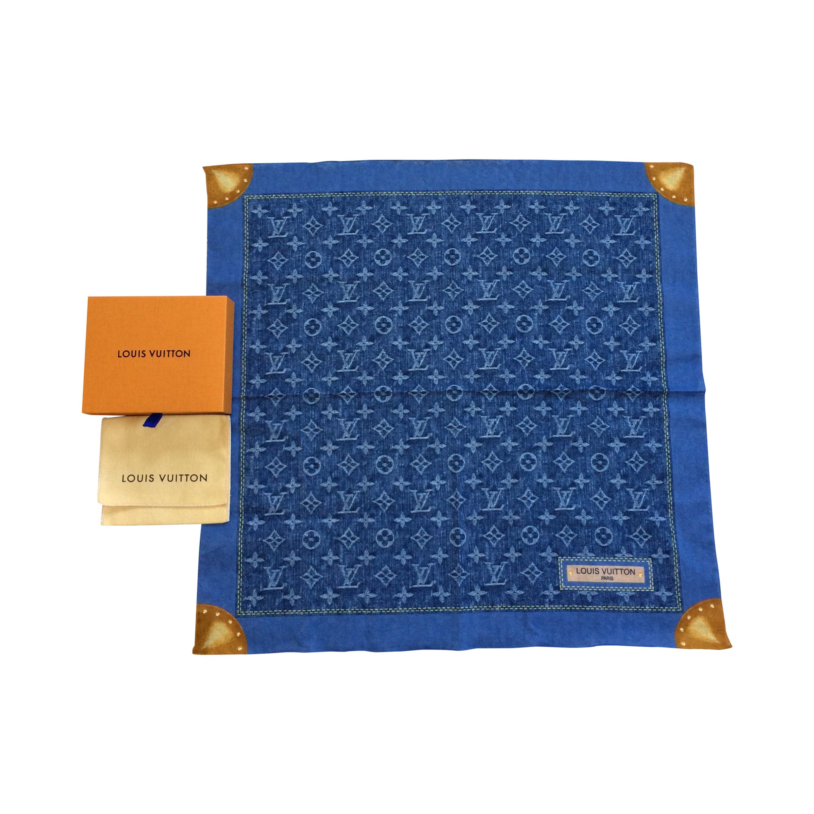 image of New S/s 2006 Louis Vuitton Denim Monogram Scarf, Men's