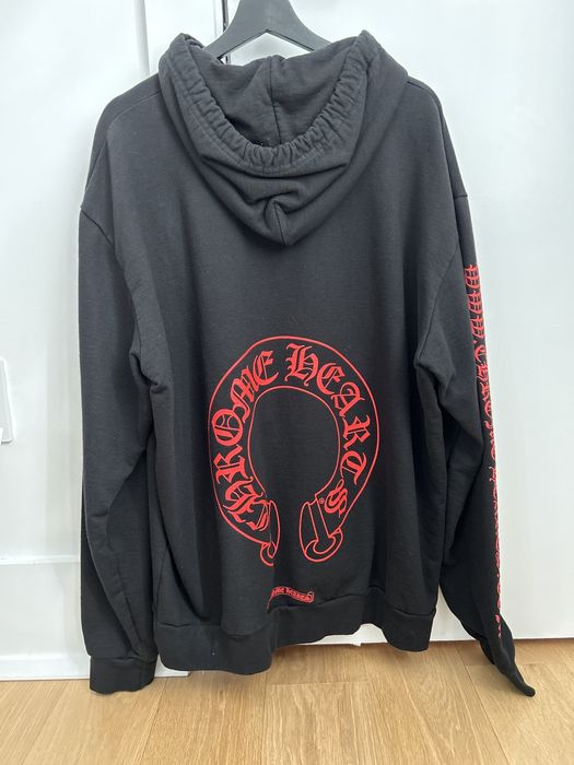 Red and black chrome hearts hoodie hot sale