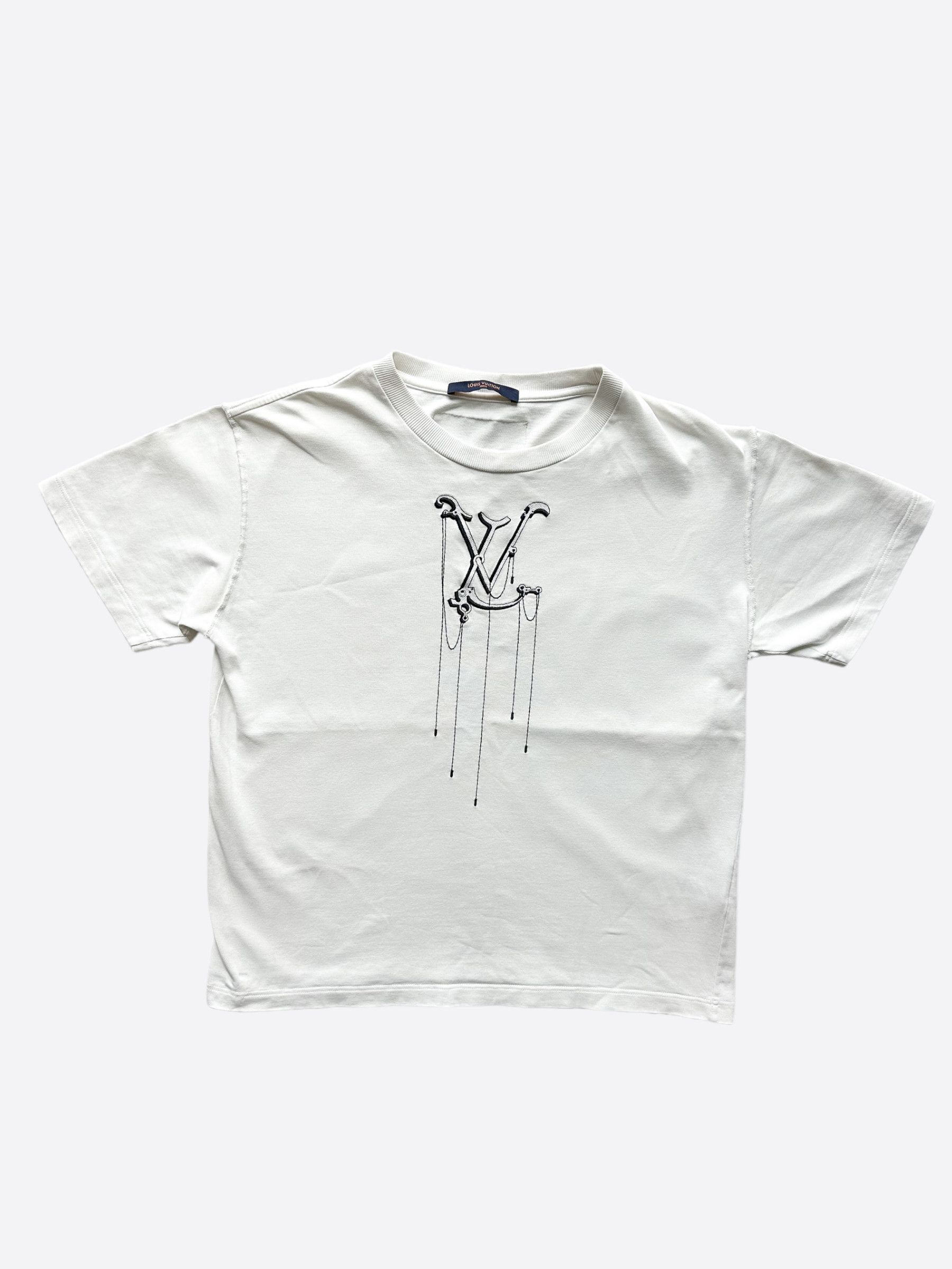 Auth Louis Vuitton Cotton T Shirt Men Size L White DO A KICKFLIP from Japan