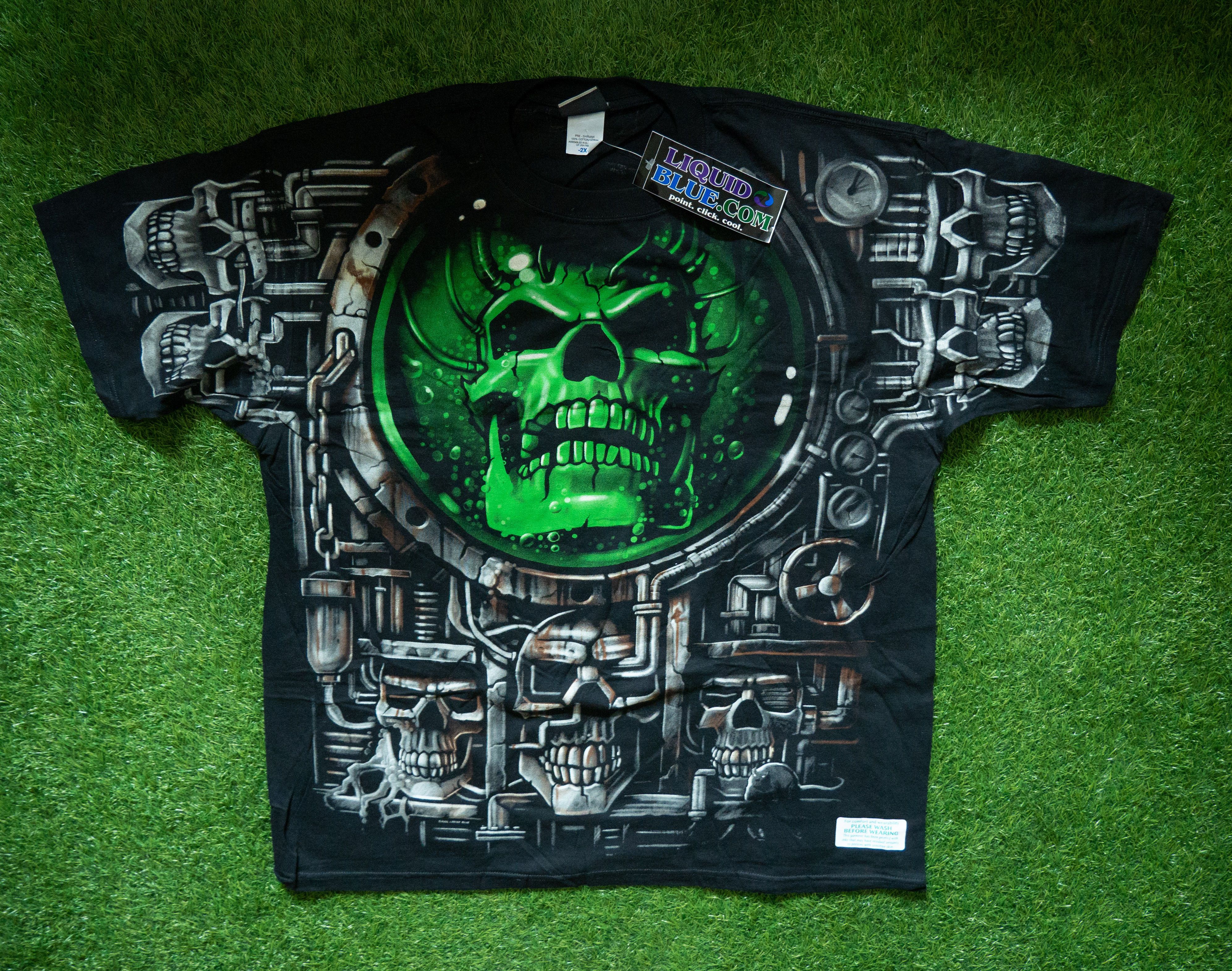 image of Liquid Blue Acid Skull Deadstock NWT 2Xl T-Shirt in Black, Men's