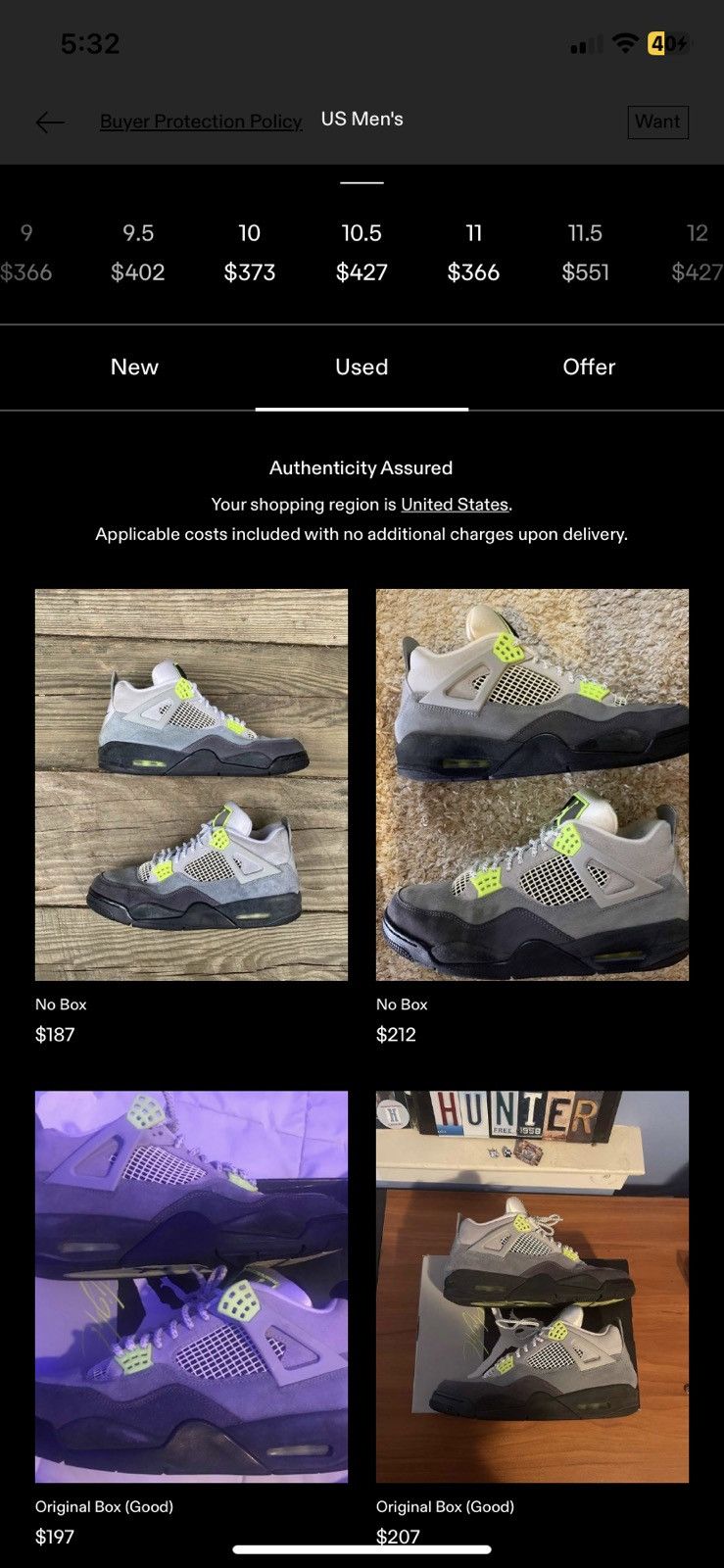 Jordan Brand Jordan 4 Retro SE Neon 95 Size 10.5 Size US 10.5 / EU 43-44 - 9 Thumbnail