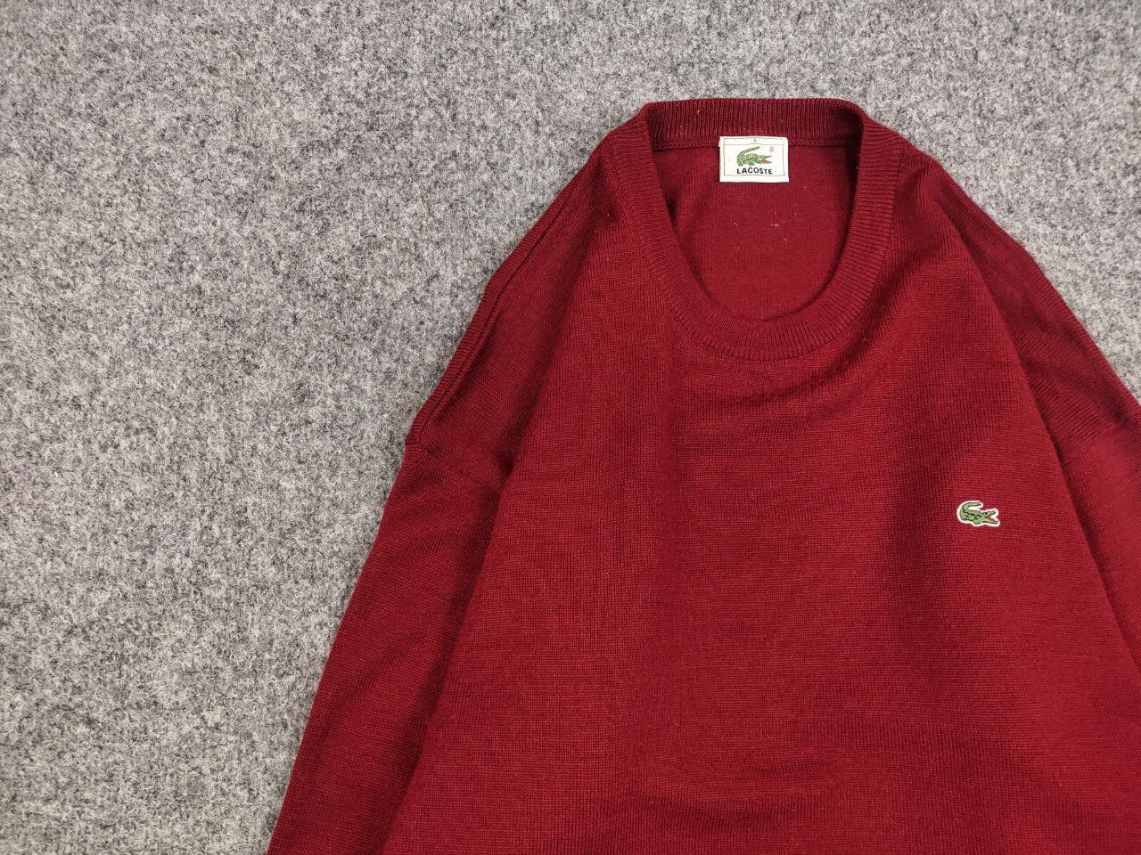 Lacoste Vintage 90's lacoste Crew neck Light Red Wool Sweater Size US L / EU 52-54 / 3 - 9 Thumbnail