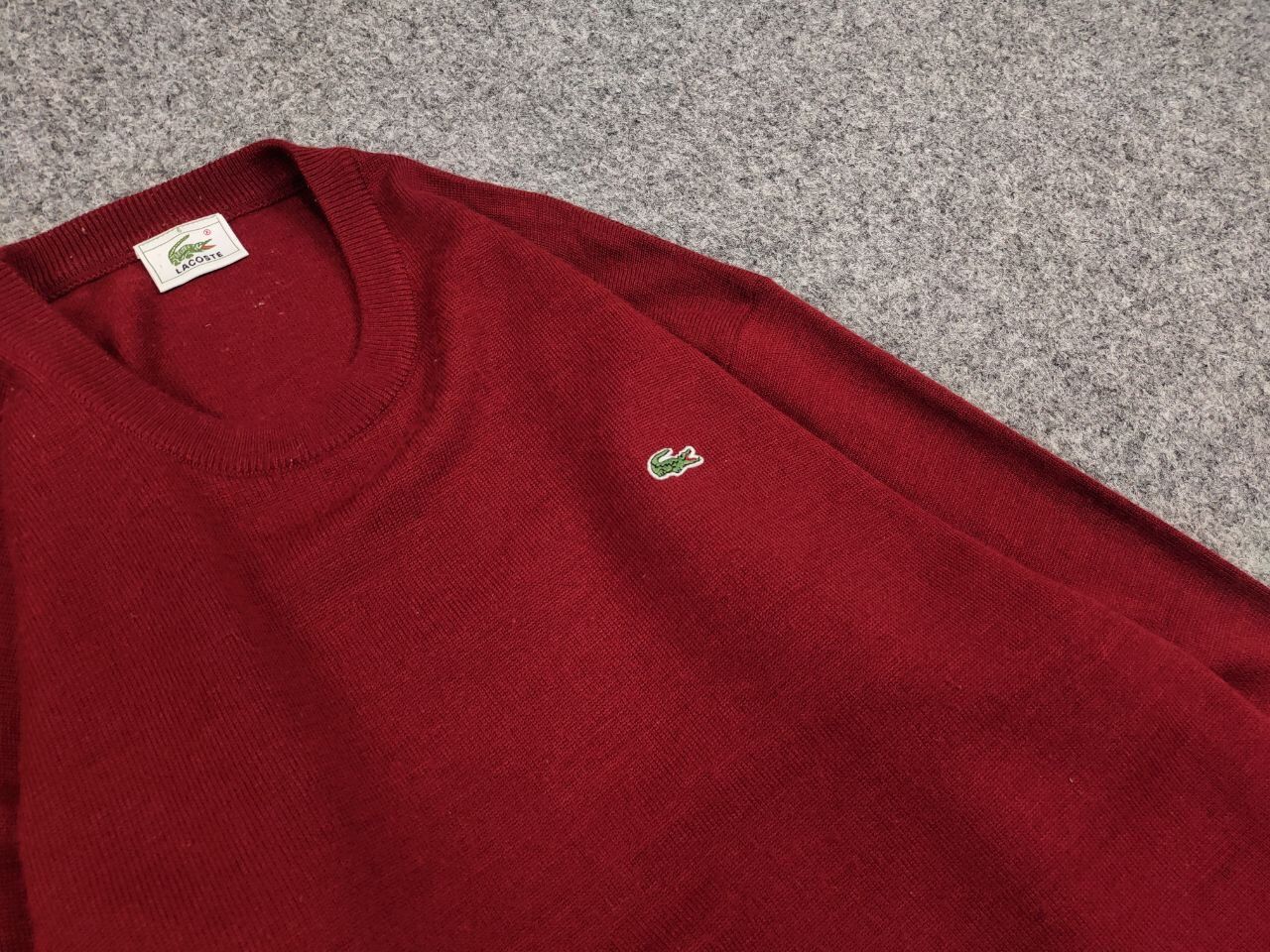 Lacoste Vintage 90's lacoste Crew neck Light Red Wool Sweater Size US L / EU 52-54 / 3 - 10 Thumbnail