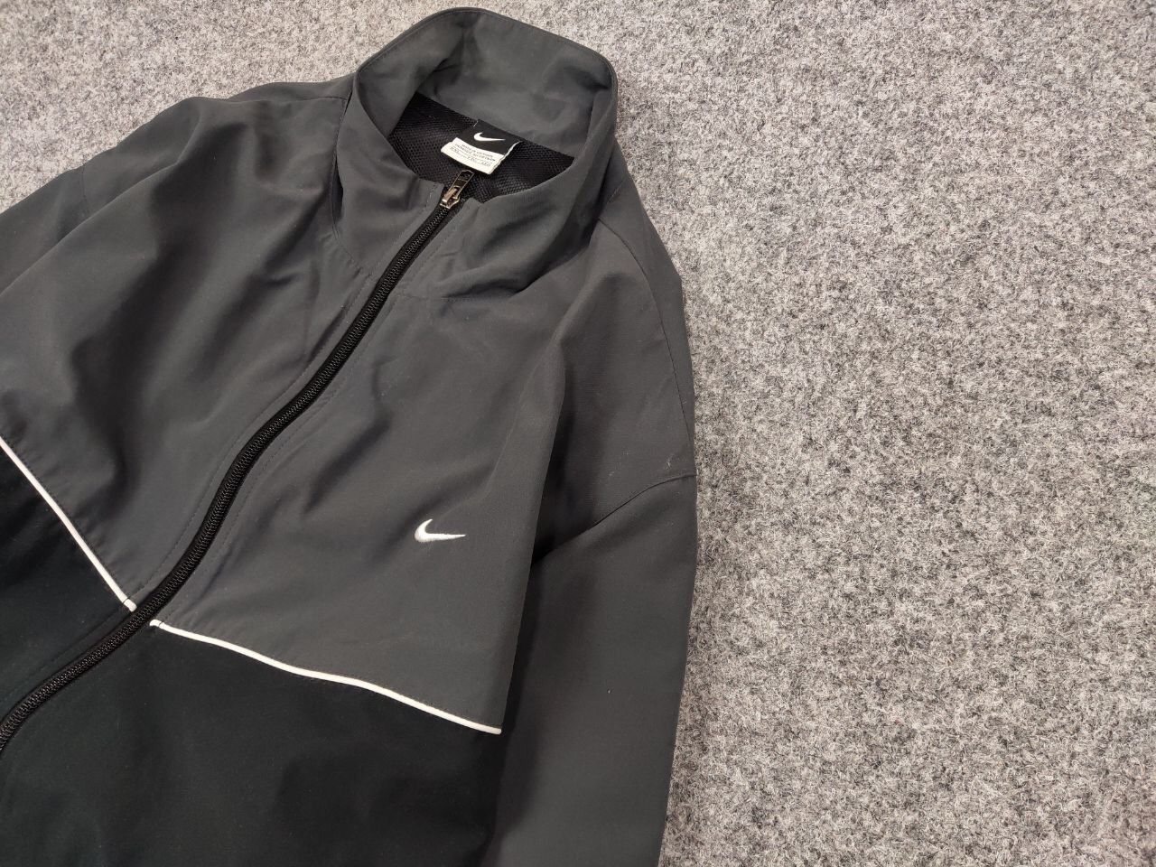 Nike Vintage Y2K Nike Swoosh Black Drill Lightweight Track Jacket Size US XL / EU 56 / 4 - 4 Thumbnail
