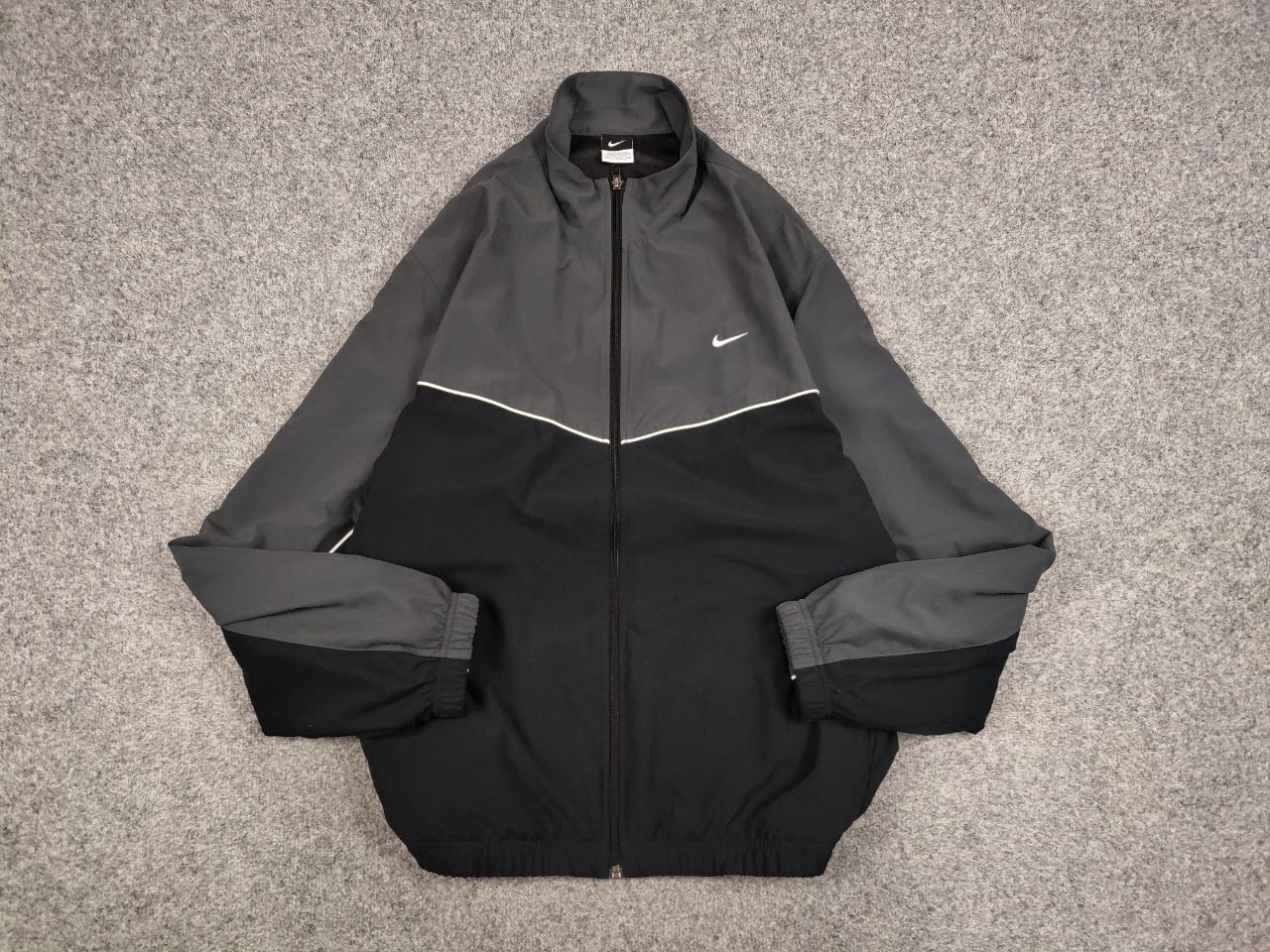 Nike Vintage Y2K Nike Swoosh Black Drill Lightweight Track Jacket Size US XL / EU 56 / 4 - 13 Thumbnail