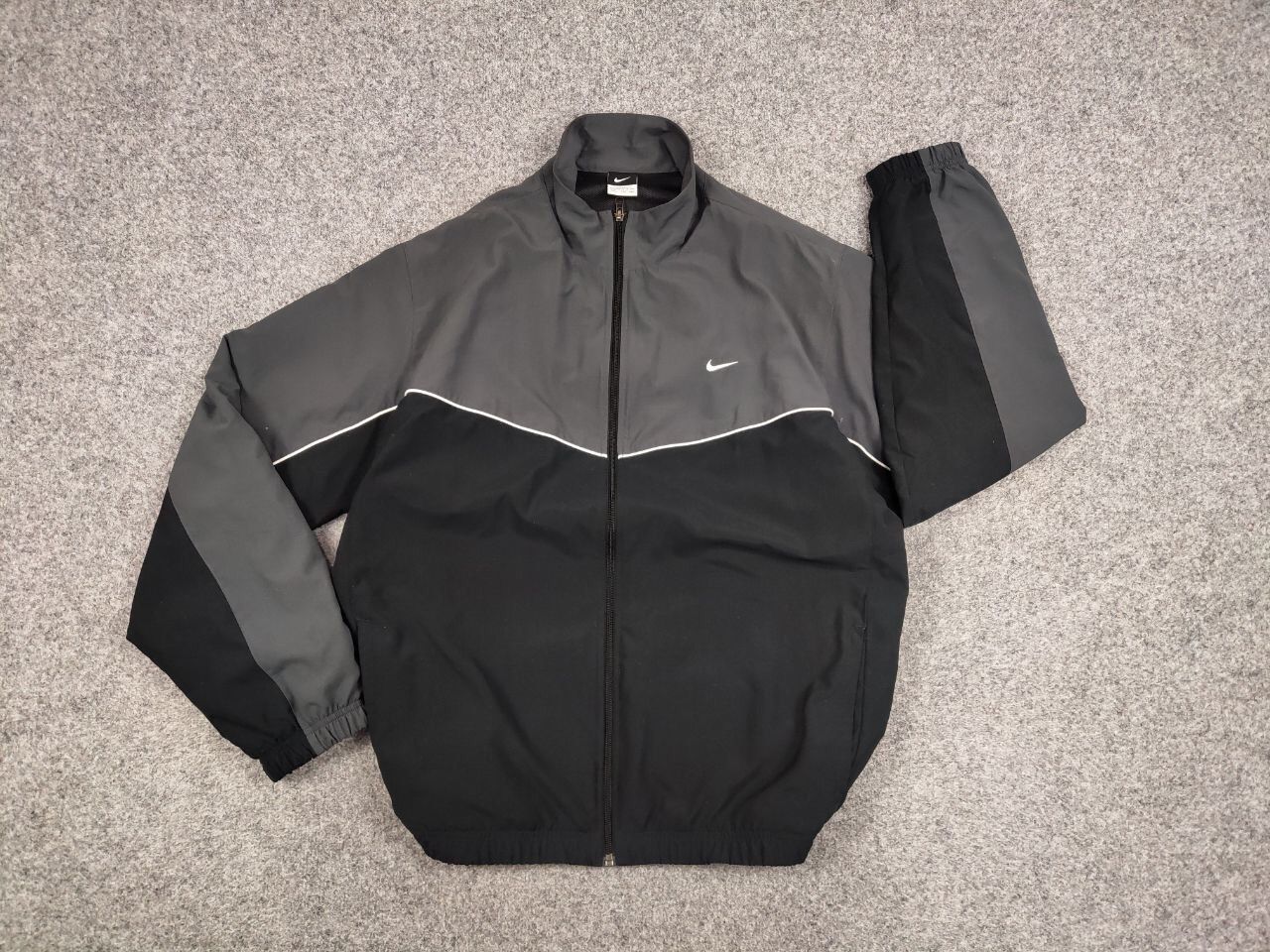 Nike Vintage Y2K Nike Swoosh Black Drill Lightweight Track Jacket Size US XL / EU 56 / 4 - 14 Thumbnail
