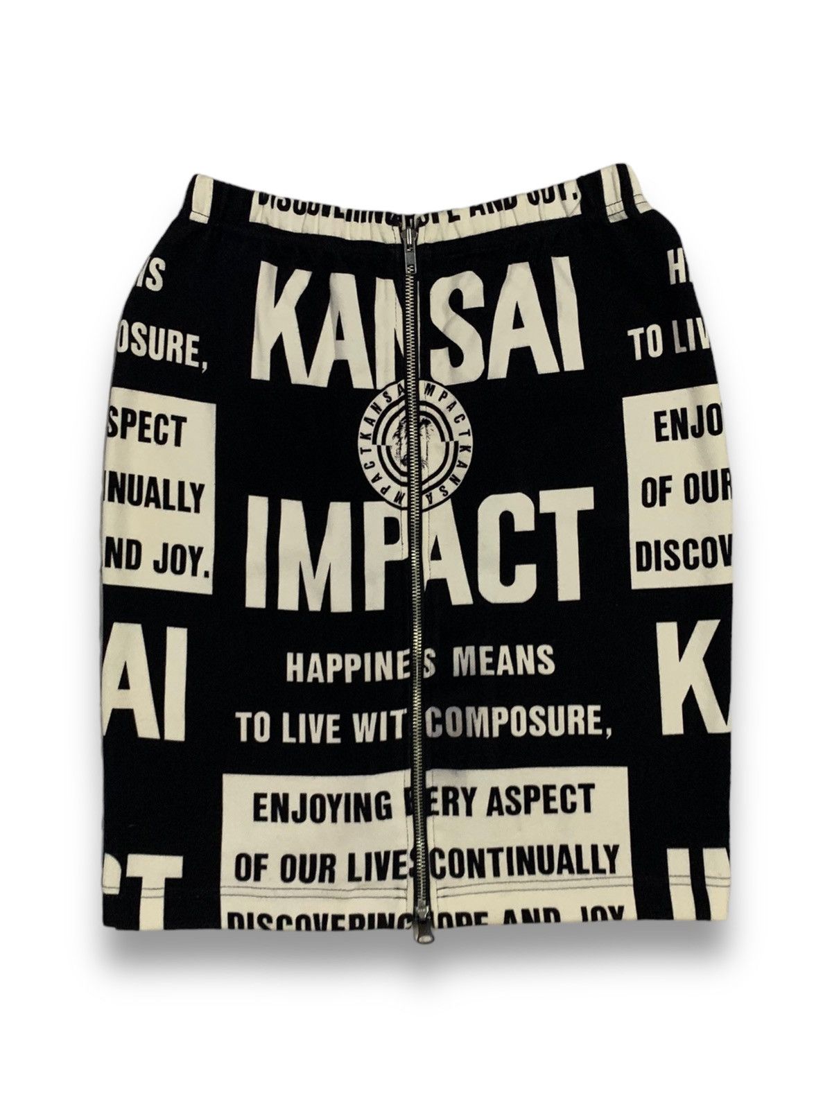 image of Kansai Impact Graphic Overprint Miniskirt By Kansai Yamamoto in Black/White, Women's (Size 25)