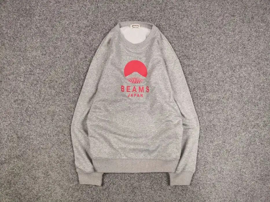Japanese Brand Beams Boy Japan Red Logo Blank Crew Check Gray Sweatshirt Size US L / EU 52-54 / 3 - 1 Thumbnail