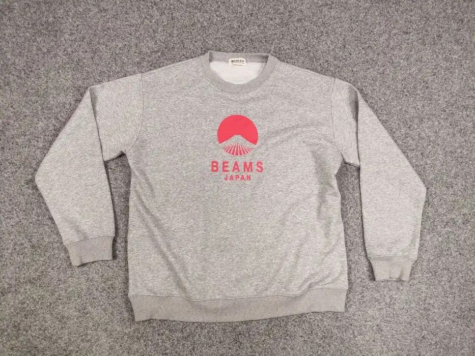 Japanese Brand Beams Boy Japan Red Logo Blank Crew Check Gray Sweatshirt Size US L / EU 52-54 / 3 - 6 Thumbnail