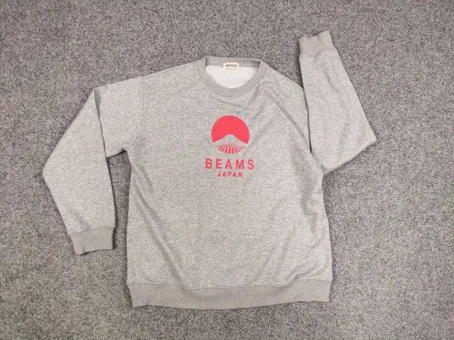 Japanese Brand Beams Boy Japan Red Logo Blank Crew Check Gray Sweatshirt Size US L / EU 52-54 / 3 - 5 Thumbnail
