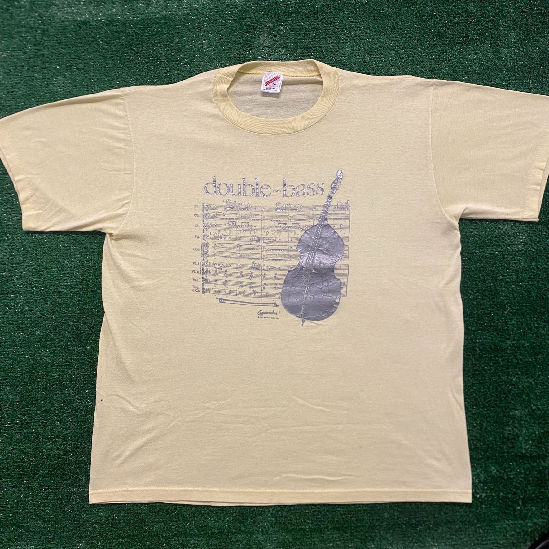 Jerzees Orchestra Bass Sheet Music Vintage 80s Instrument T-Shirt Size US L / EU 52-54 / 3 - 1 Thumbnail