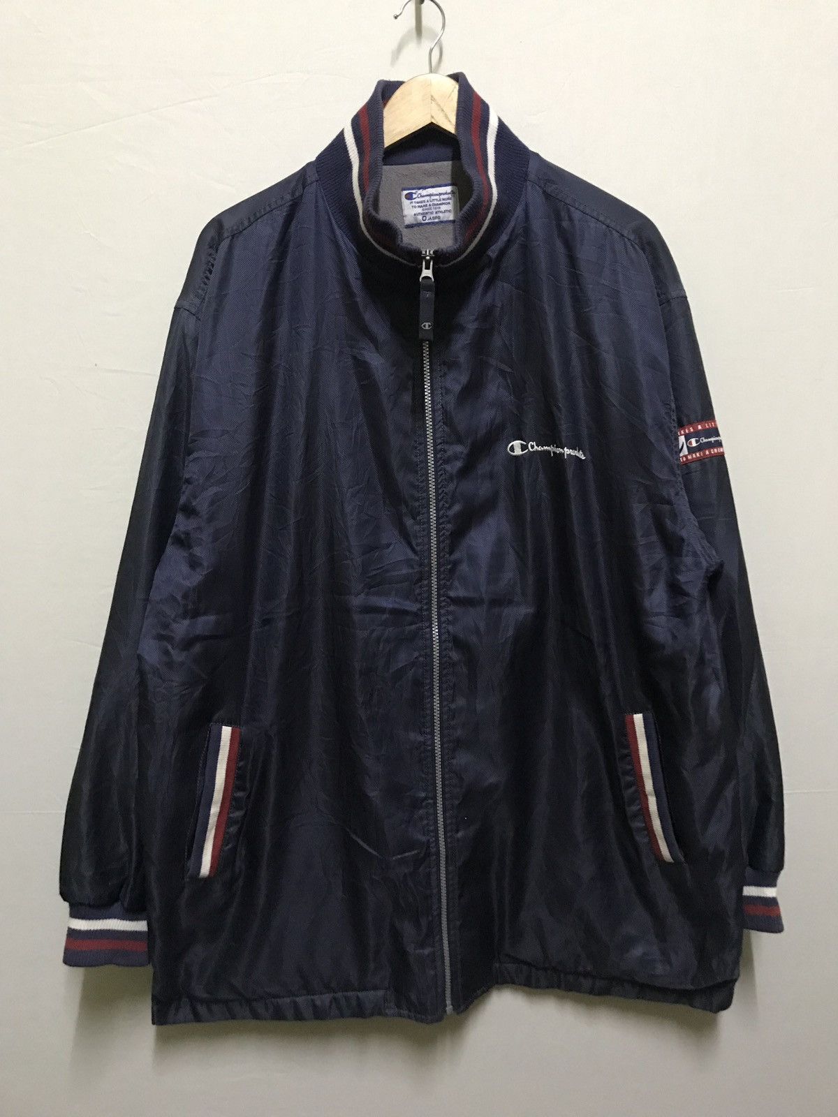 Champion × Vintage Vintage Champion Zipper Jacket Spell out big logo Size US XL / EU 56 / 4 - 1 Thumbnail