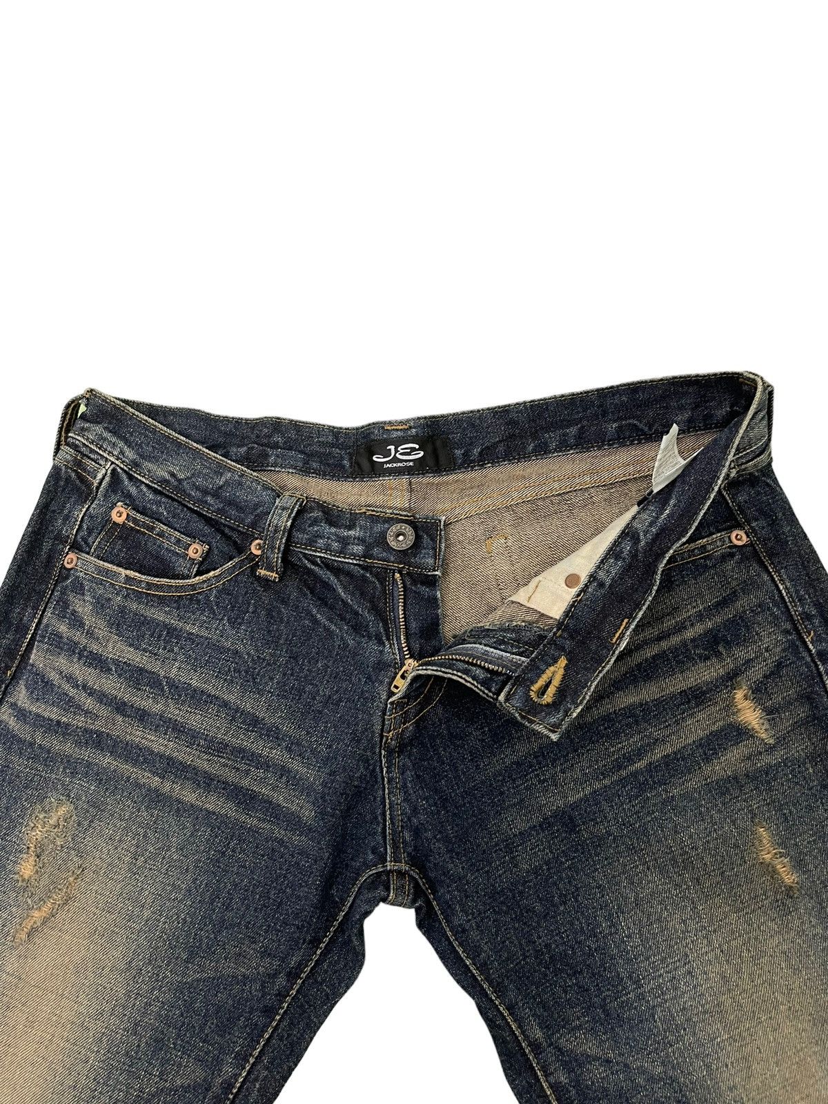 Japanese Brand Flare Jeans Jackrose Distress Denim Low Rise Boot Cut 2🟦7 Size US 32 / EU 48 - 11 Thumbnail
