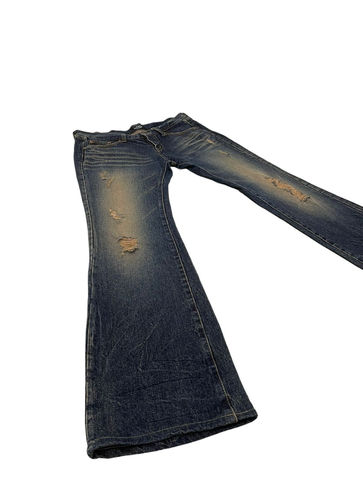 Japanese Brand Flare Jeans Jackrose Distress Denim Low Rise Boot Cut 2🟦7 Size US 32 / EU 48 - 1 Thumbnail