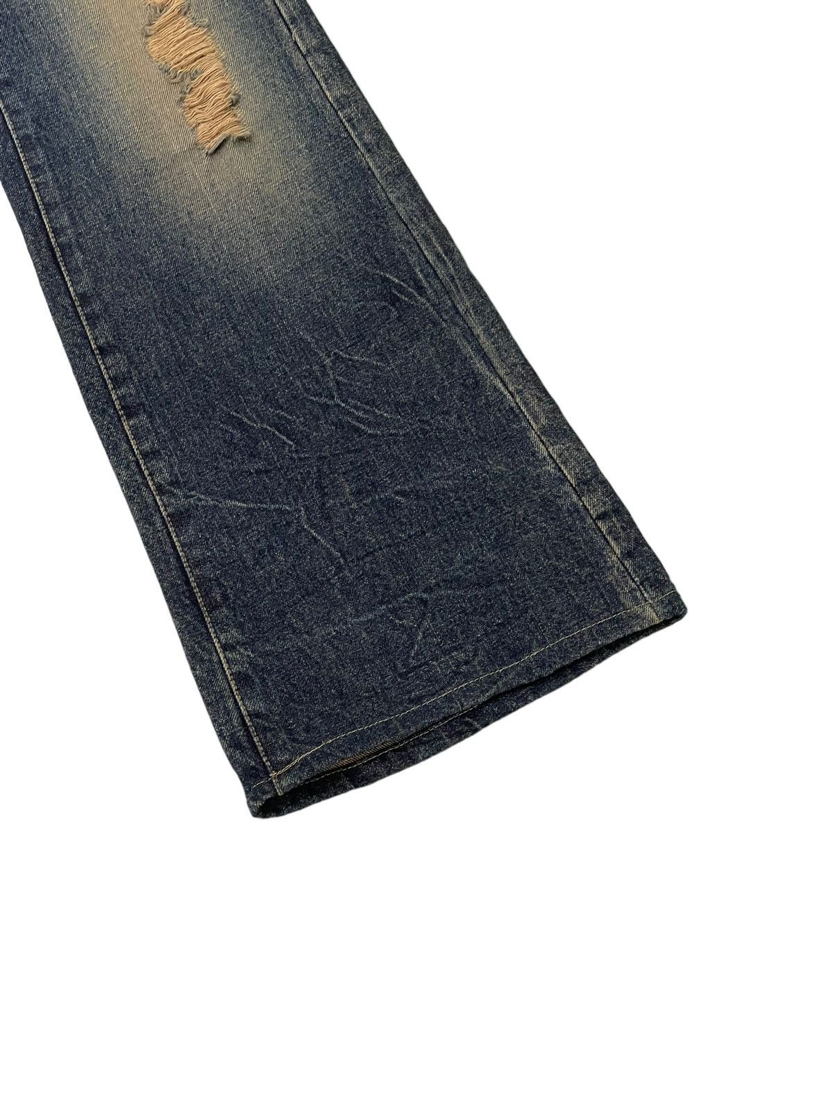 Japanese Brand Flare Jeans Jackrose Distress Denim Low Rise Boot Cut 2🟦7 Size US 32 / EU 48 - 4 Thumbnail