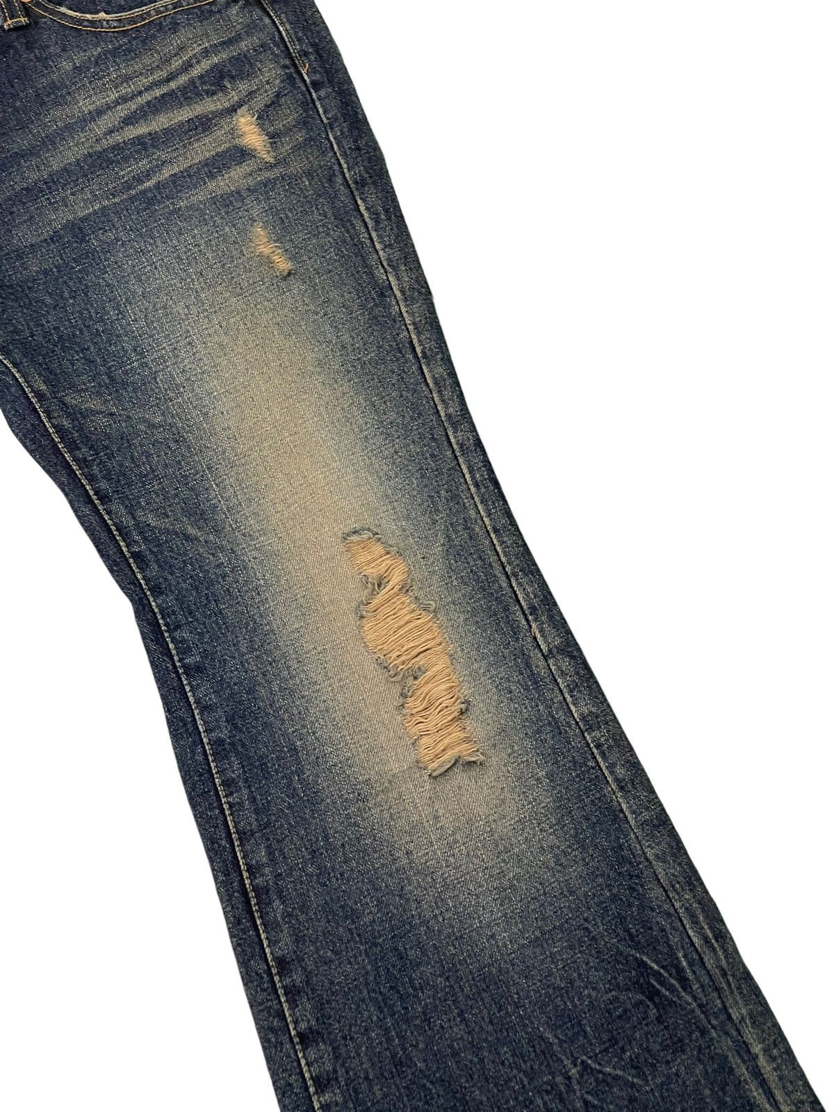 Japanese Brand Flare Jeans Jackrose Distress Denim Low Rise Boot Cut 2🟦7 Size US 32 / EU 48 - 7 Thumbnail