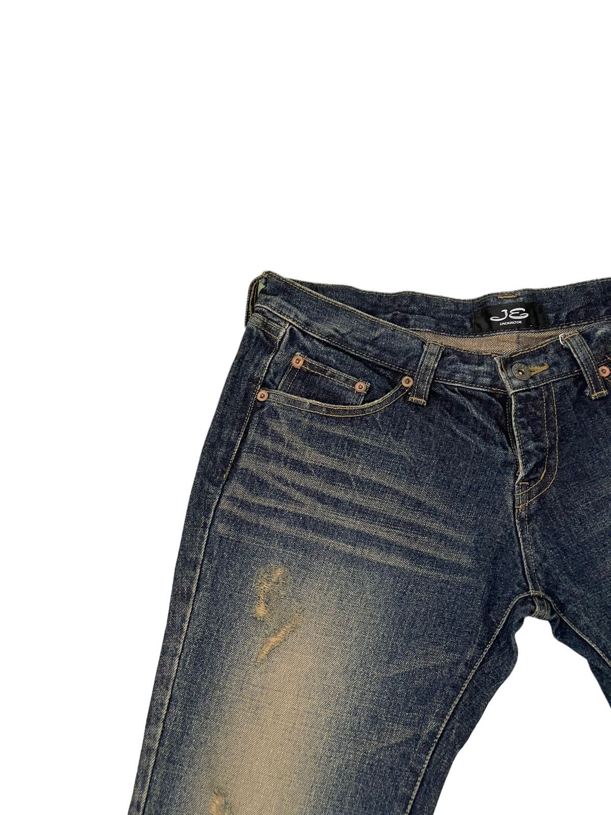 Japanese Brand Flare Jeans Jackrose Distress Denim Low Rise Boot Cut 2🟦7 Size US 32 / EU 48 - 8 Thumbnail