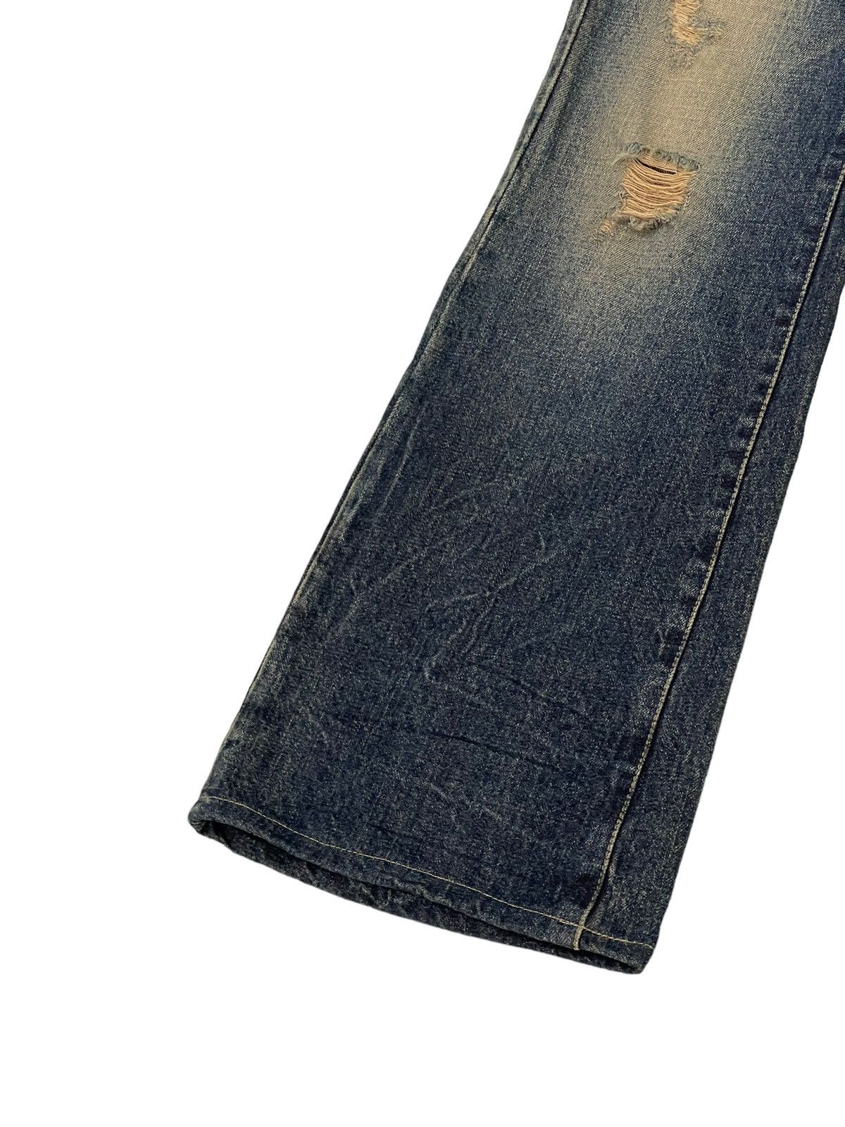 Japanese Brand Flare Jeans Jackrose Distress Denim Low Rise Boot Cut 2🟦7 Size US 32 / EU 48 - 5 Thumbnail