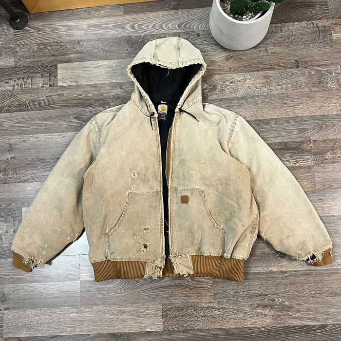 Carhartt Reworked Jacket Mens Workwear Hooded Vintage Bomber Size