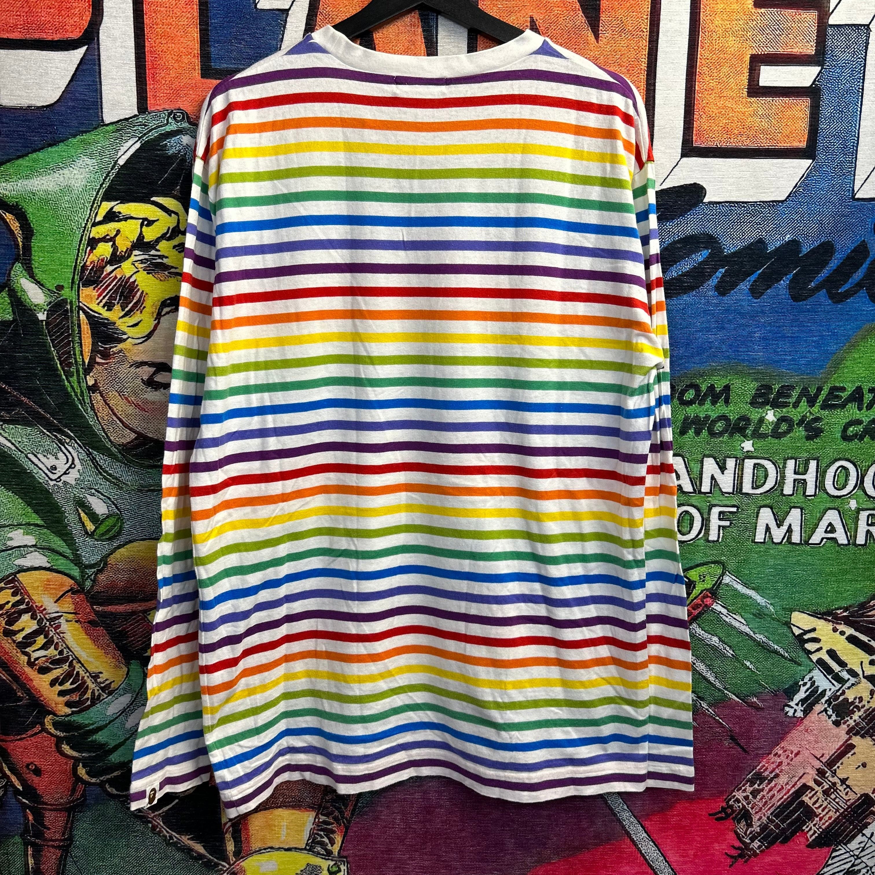 Bape Vintage 90's Bathing Ape Rainbow Striped Long Sleeve